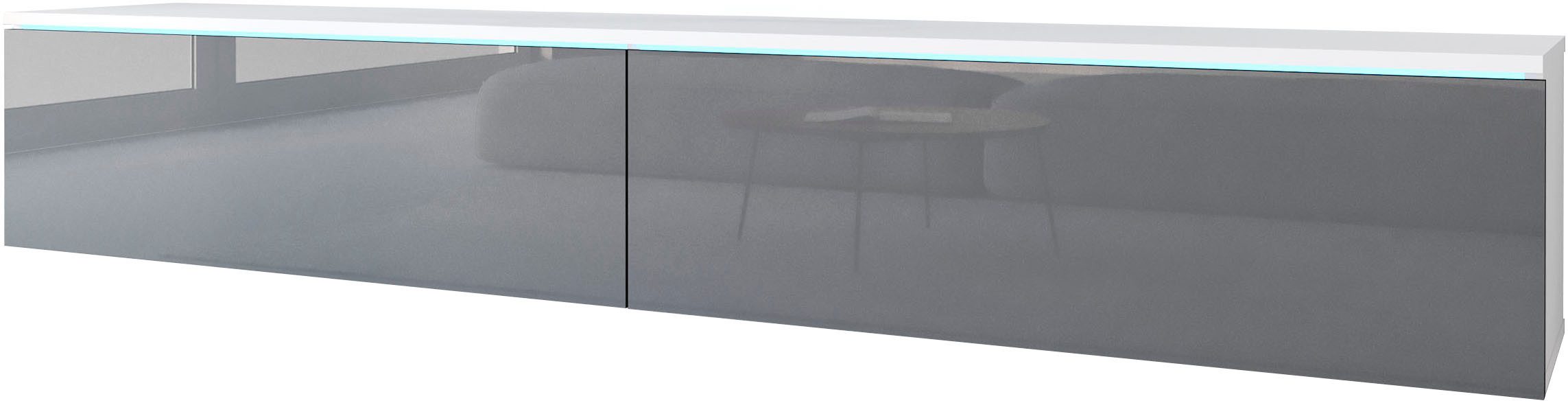 Home affaire Lowboard LOWBOARD VERA, wahlweise mit oder ohne Beleuchtung, Modernes griffloses TV-Board, 180 cm TV-Schrank, stehend und hängend