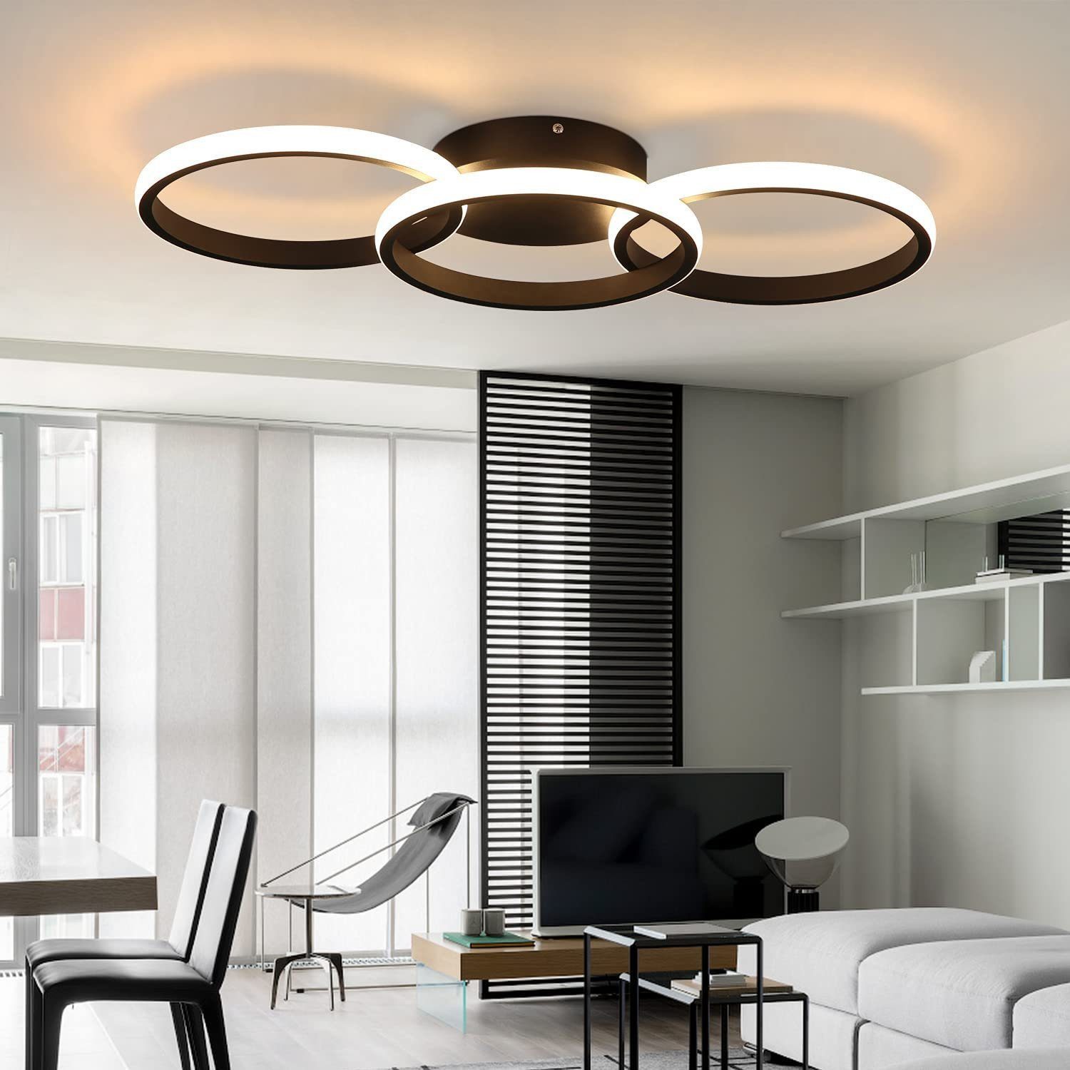 ZMH LED Deckenleuchte Deckenlampe Moderne 36W 60cm Wohnzimmer Esszimmer CCT/mit FB, Augenschutz, LED fest integriert, Warmweiß, LED Deckenlampe Modern Design 36W Schlafzimmerlamp