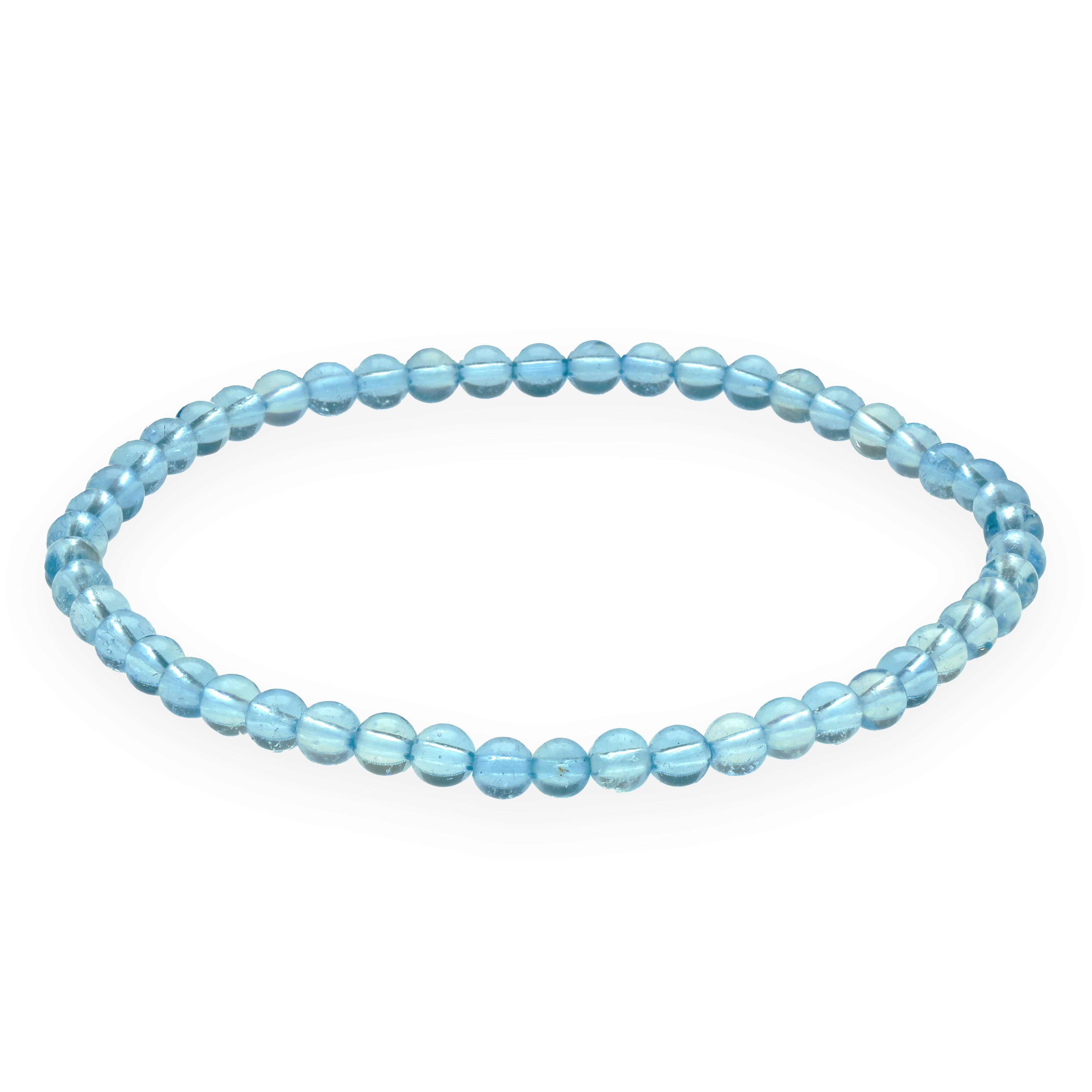 Lebensquelle Plus Armband Aquamarin Mini-Kugelarmband, 4 mm