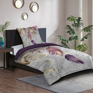 Bettwäsche Federn 135x200 cm, Bettbezug und Kissenbezug, Sanilo, Baumwolle, 2 teilig, mit Reißverschluss
