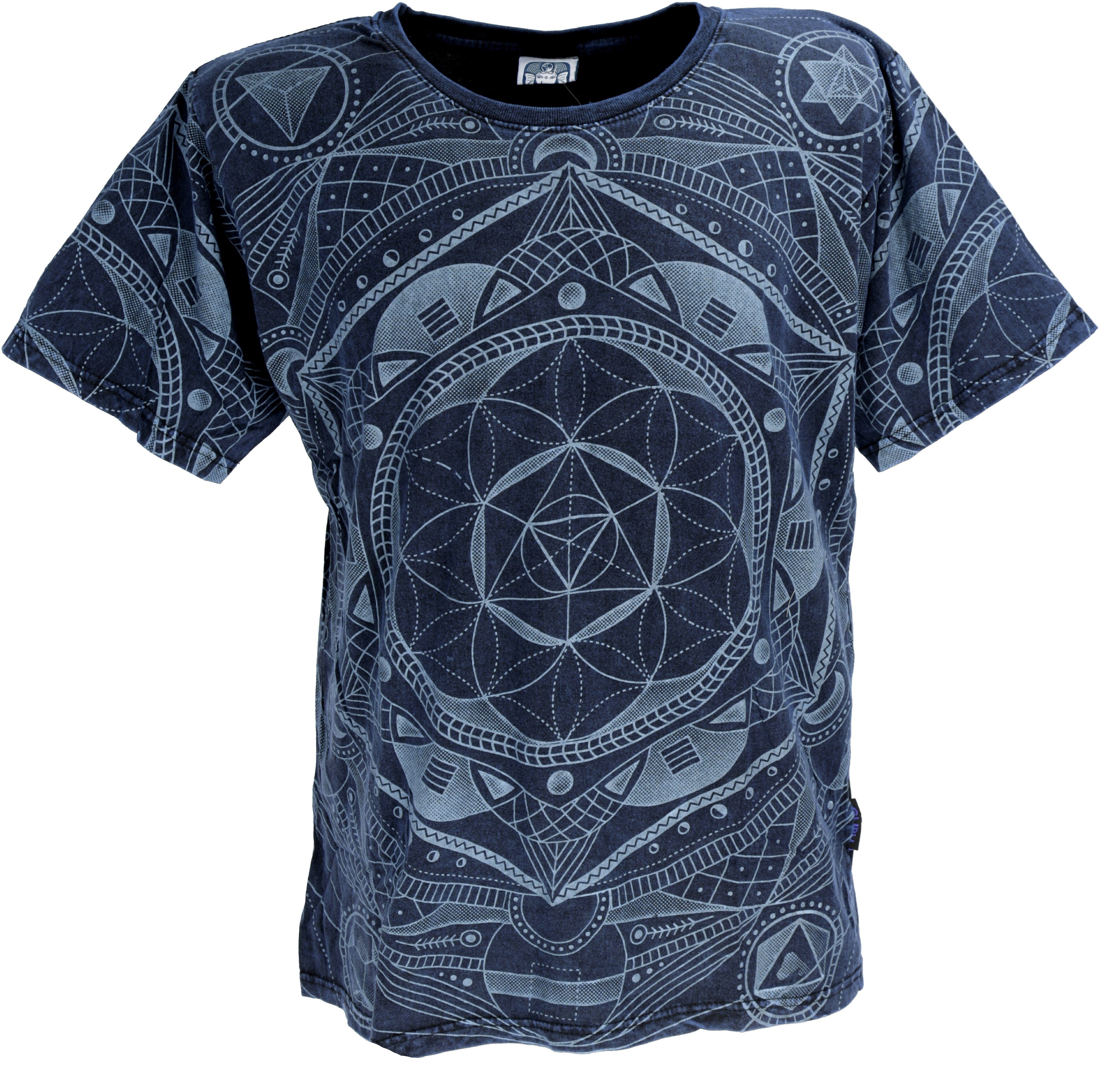 Guru-Shop T-Shirt Tibet & Buddhist Art T-Shirt, Flower of Life.. alternative Bekleidung dunkelblau