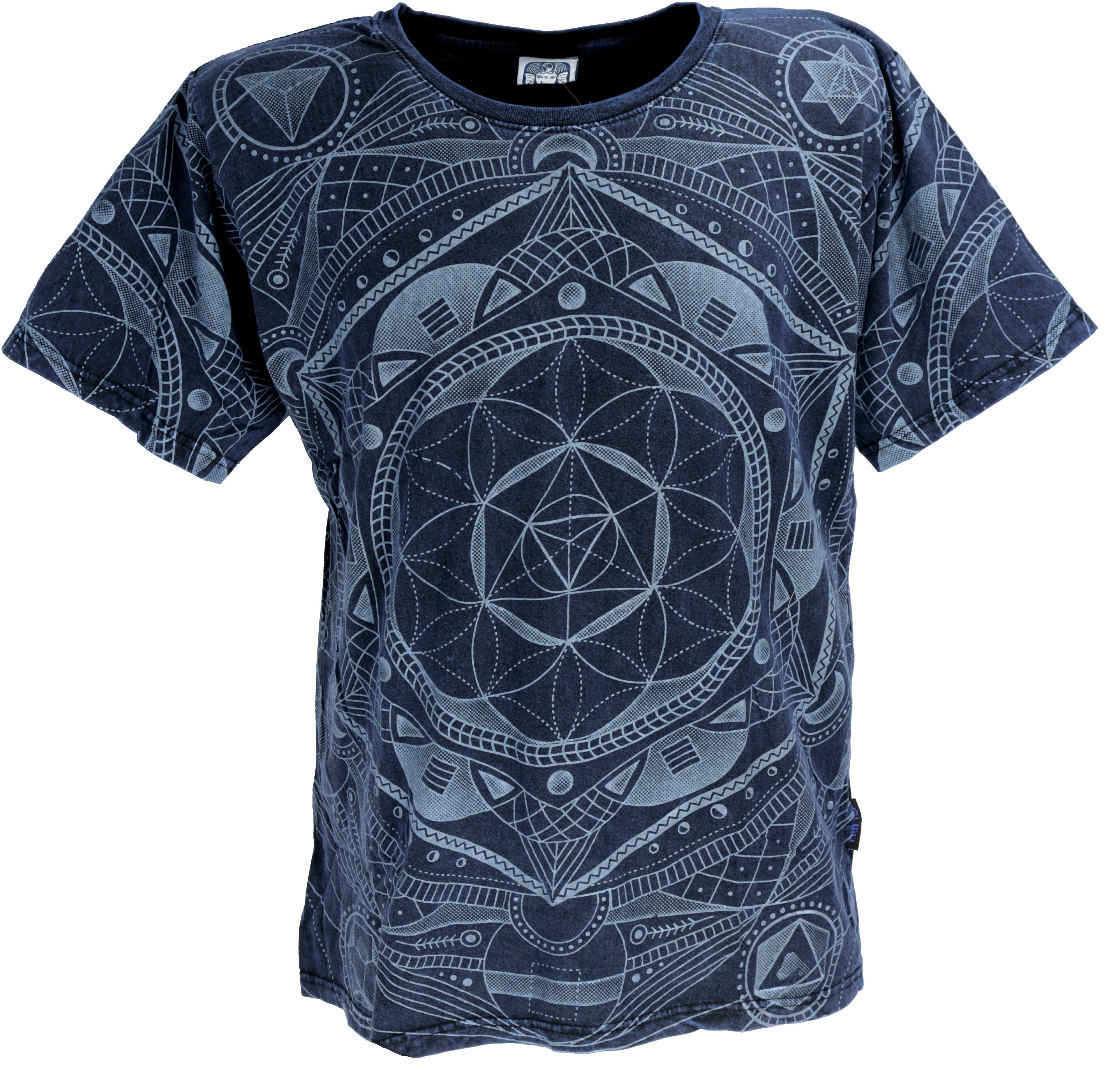 Guru-Shop T-Shirt Tibet & Flower Buddhist Bekleidung T-Shirt, alternative dunkelblau of Art Life