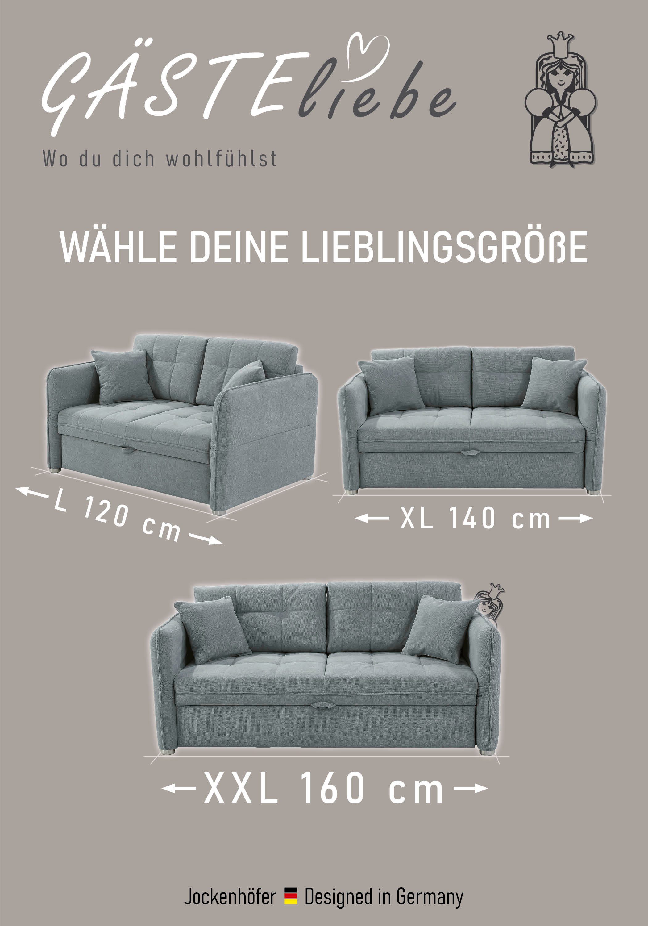 Jockenhöfer Gruppe Schlafsofa Leon, B: 147 - 187 cm, Liegefl. 120 - 160x200 cm, Breite wählbar, mit Bettfunktion & Zierkissen, in 3 Breiten