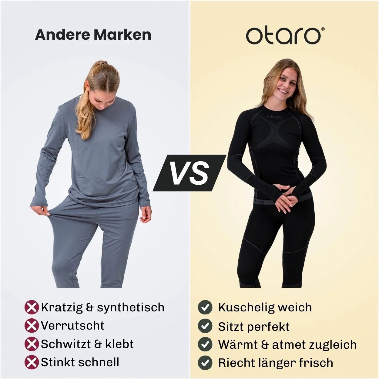 Otaro Thermounterhose Thermounterwäsche Damen Set, Funktionsunterwäsche, Baselayer (Die perfekte Skiunterwäsche, 2-St., 2-teiliges Set) Wärmeisolierend, Atmungsaktiv, Schnelltrocknend