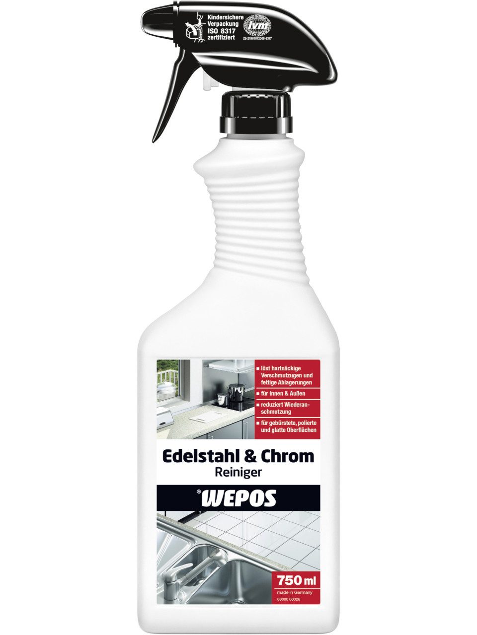 WEPOS CHEMIE GMBH Wepos Edelstahl- und Chromreiniger 750 ml Universalreiniger