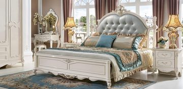 JVmoebel Bett, Luxus Schlafzimmer Bett Doppelbett Echte Handarbeit Holz Leder