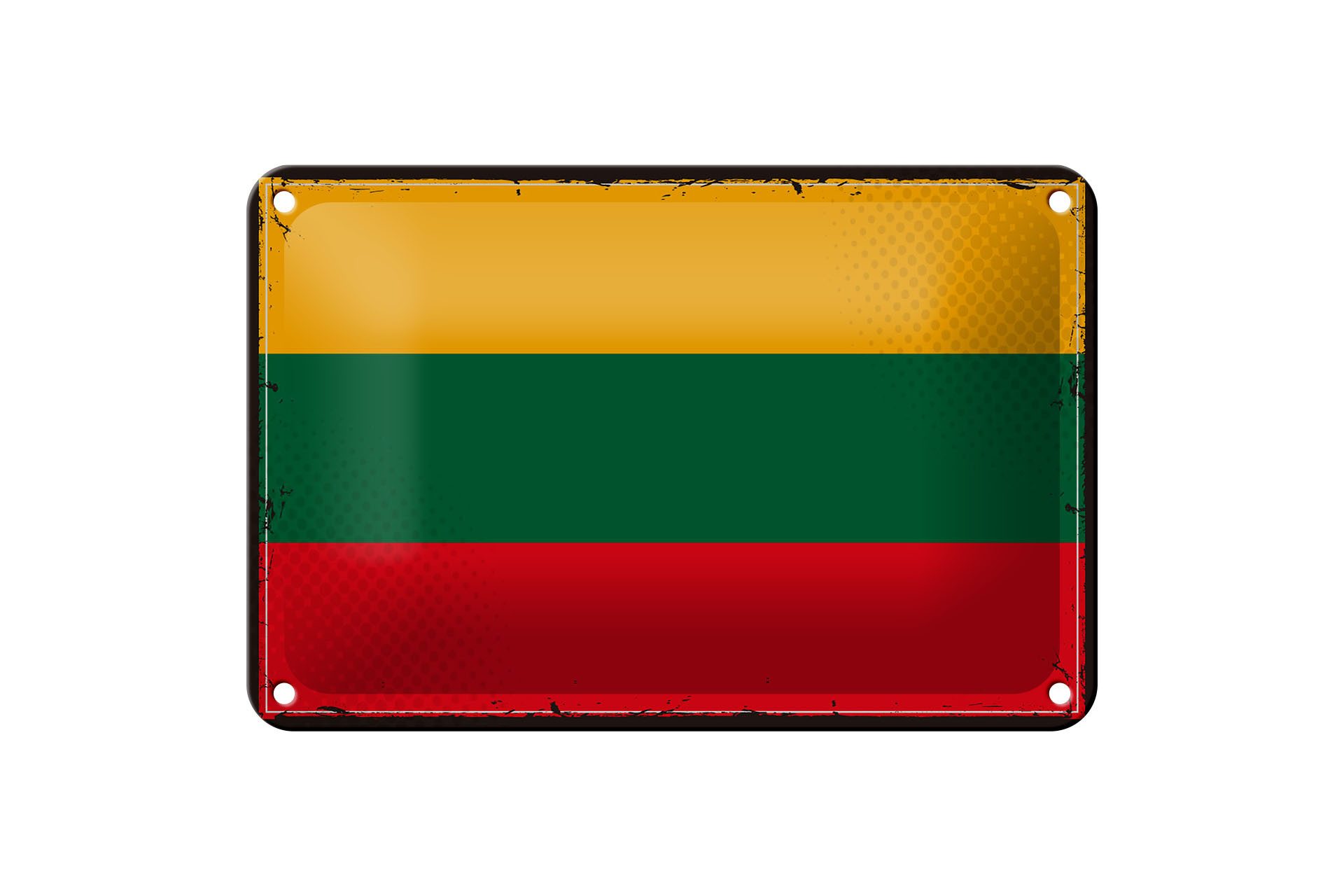 Femer GmbH Metallschild Flagge Litauens 18x12cm Retro Flag of Lithuania, (1 St), gewölbte Oberfläche, abgerundete Ecken, umgeschlagene Kanten