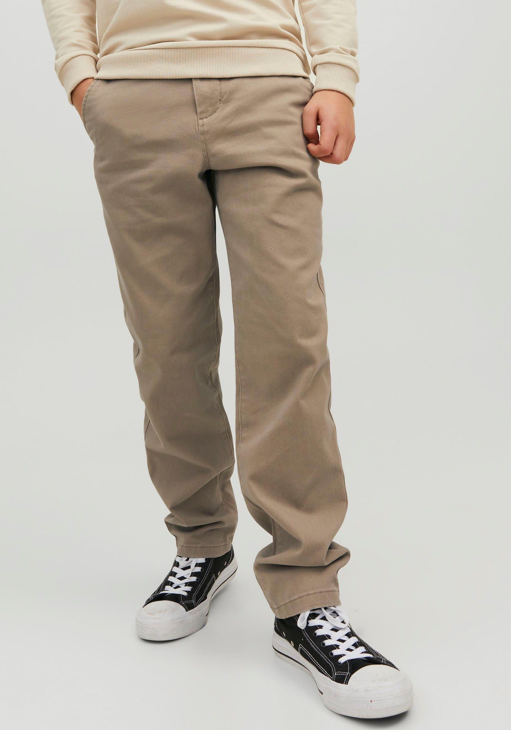 Jack & Jones Junior Chinos JPSTMARCO bequem, kombinierbar, mittlere Taille unifarben, modisch, regular fit, Web
