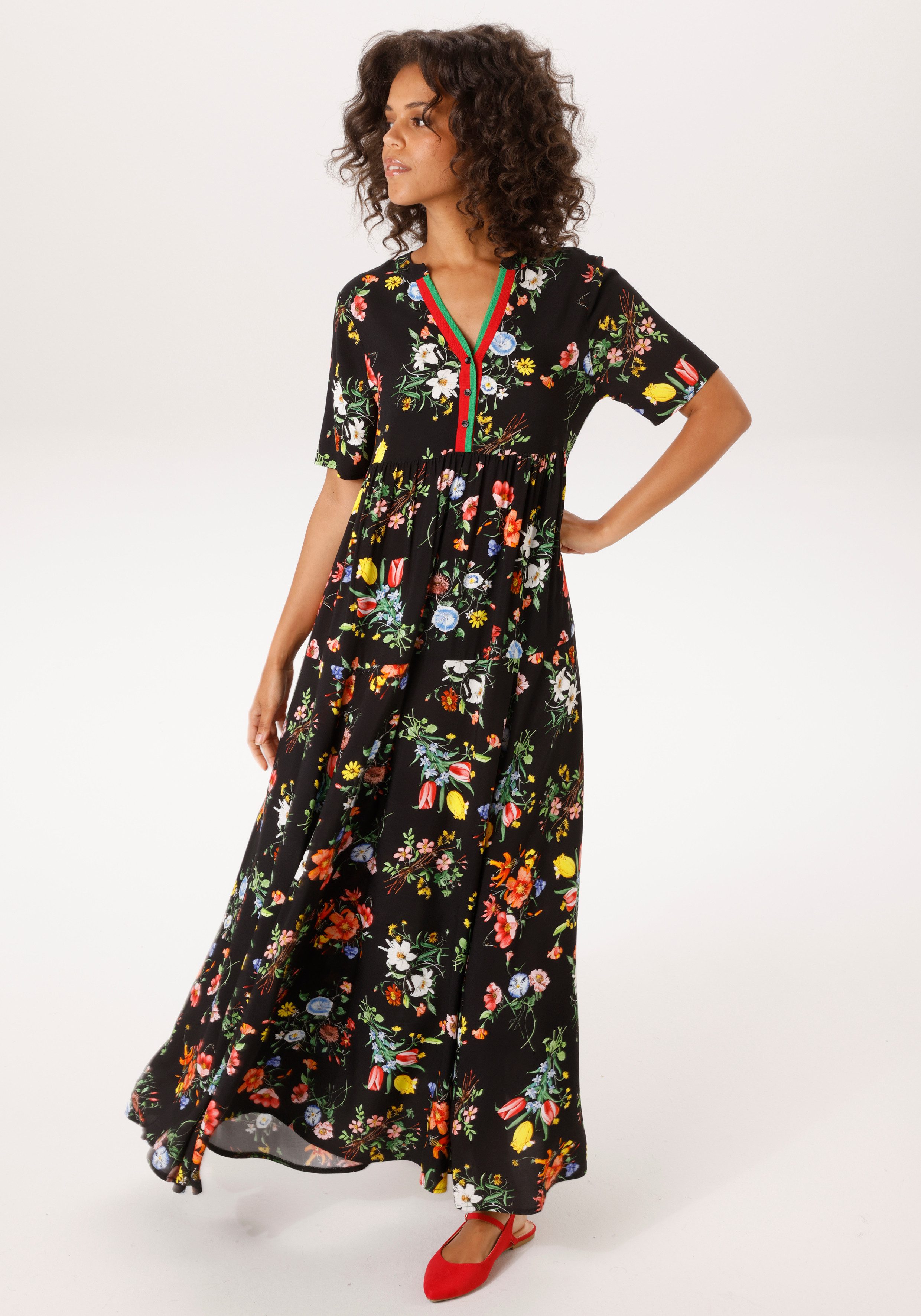 Aniston CASUAL Sommerkleid mit farbenfrohen Blumendruck - jedes Teil ein Un günstig online kaufen