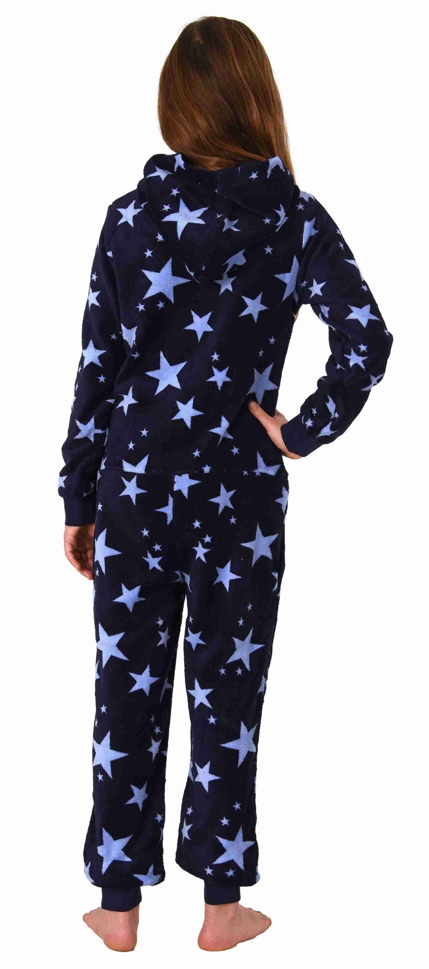 marine Overall Optik Schlafanzug in Mädchen langarm Normann Sterne Jumpsuit Pyjama
