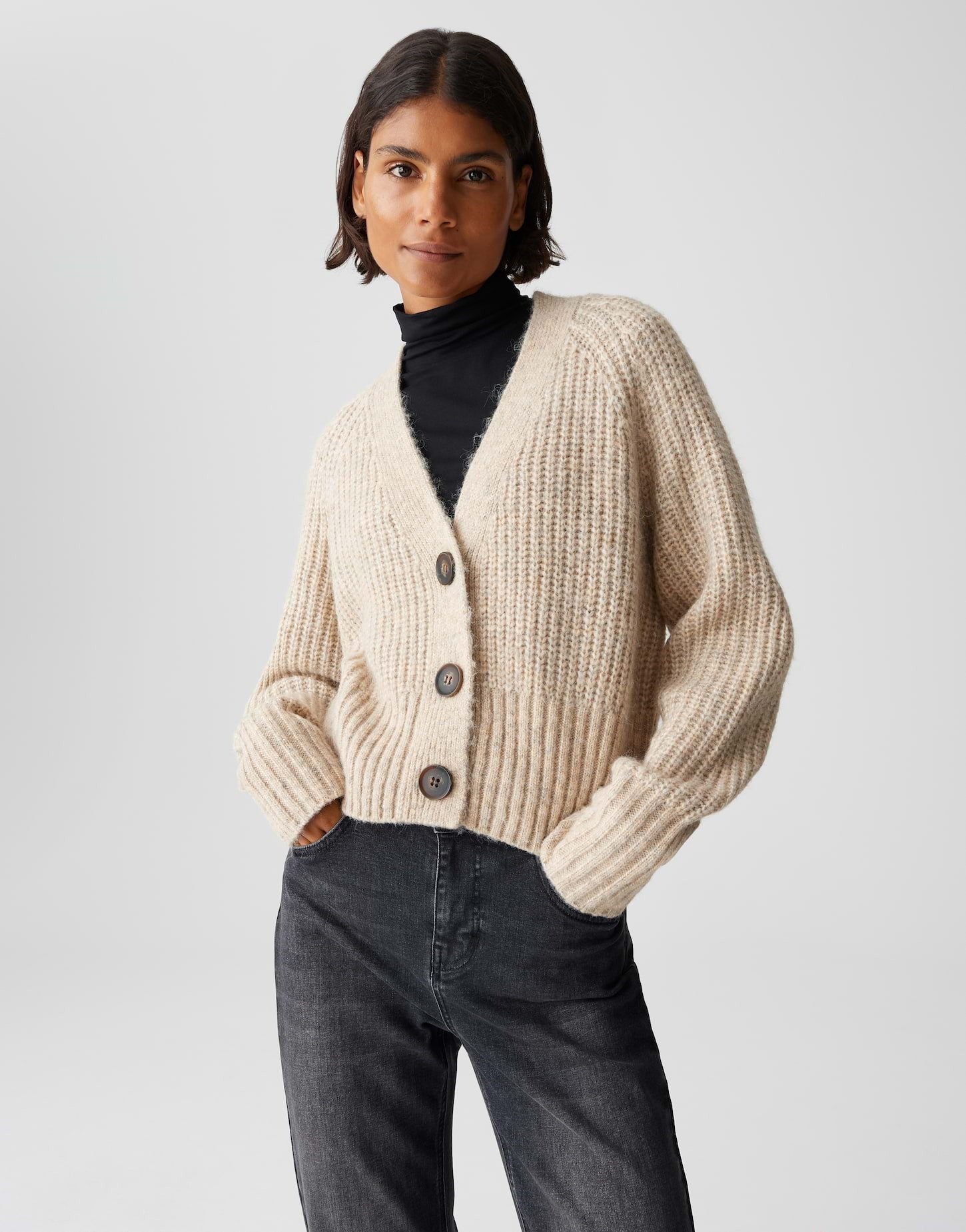OPUS Cardigan DONIKI mit Rippstrickmuster V-Ausschnitt, günstig online kaufen