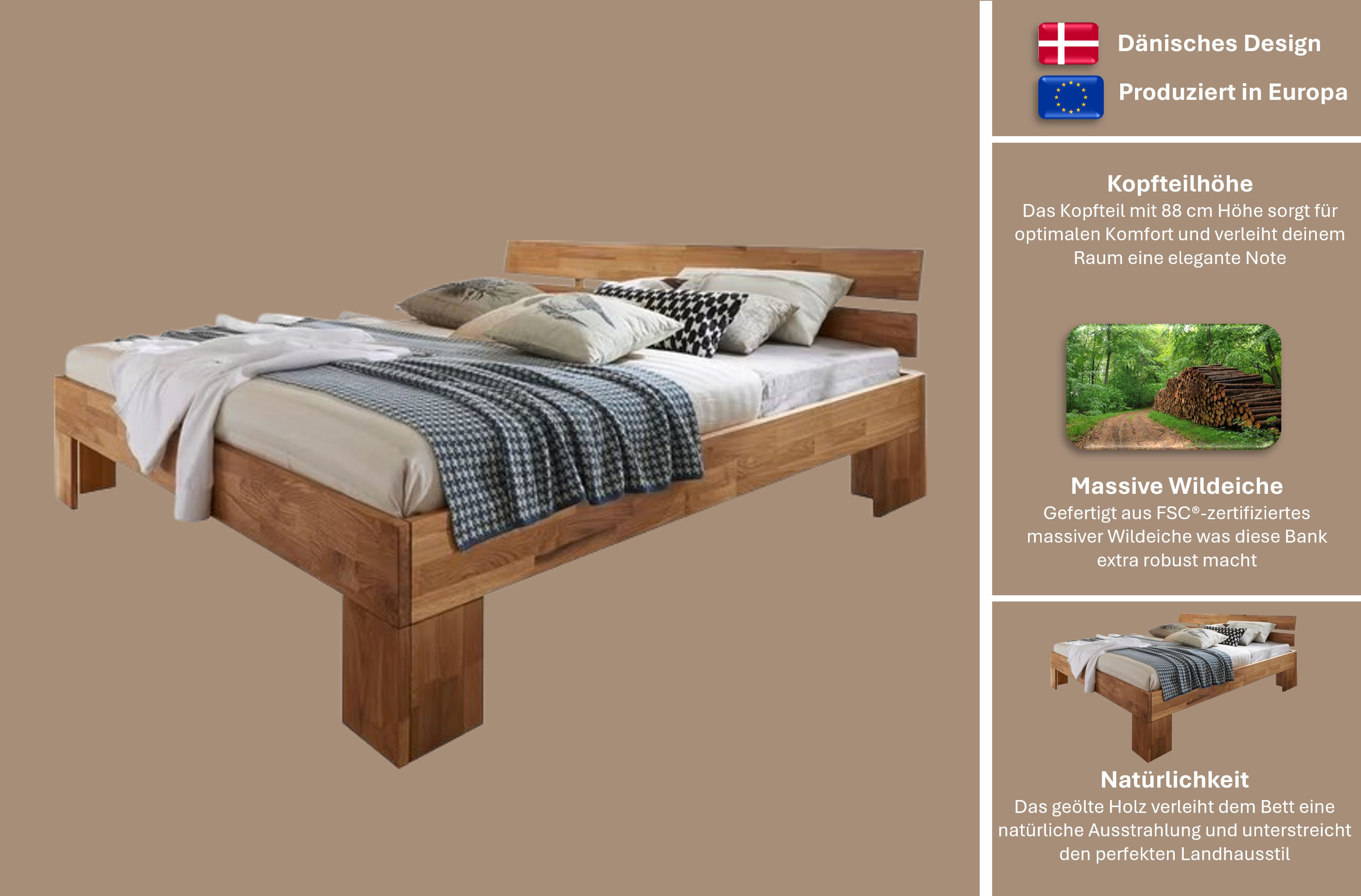 Home affaire Massivholzbett "Tommy FSC-zertifiziertes Massivholz in Futon S günstig online kaufen