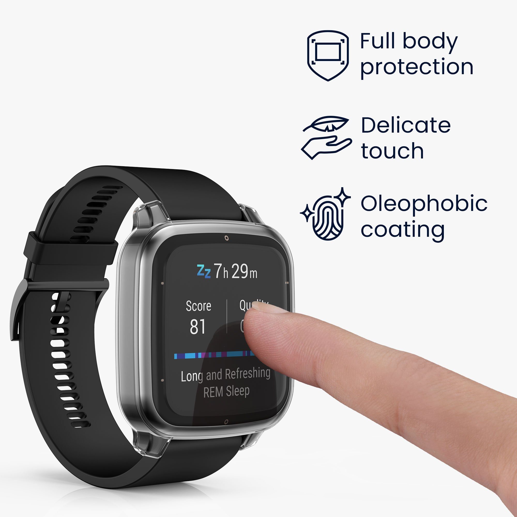kwmobile Smartwatch-Hülle 2x Silikon Hülle für Garmin Venu Sq 2 Music / Sq 2, Schutzhülle Fullbody Display Cover Set aus Silikon