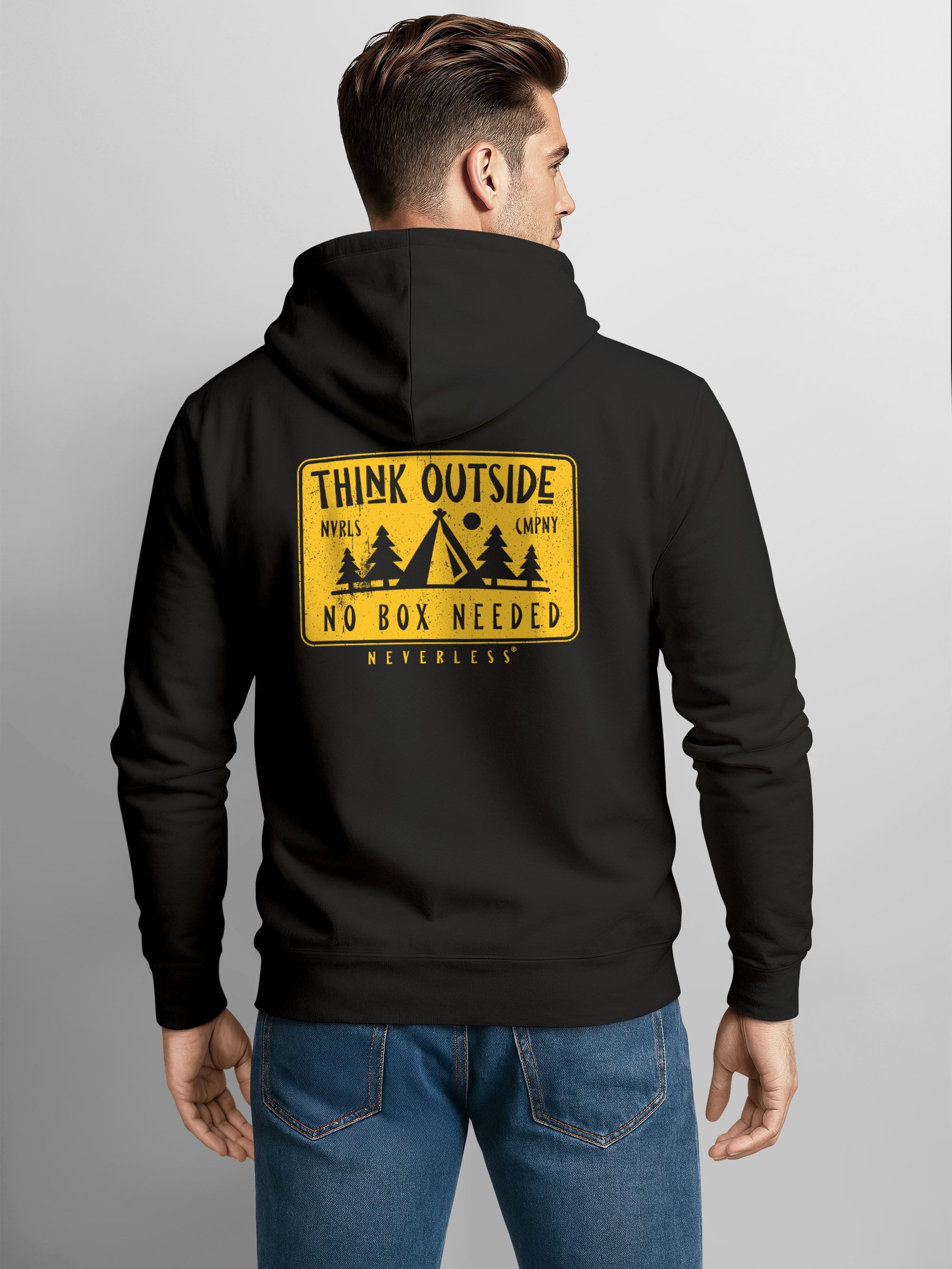 Neverless Sweatjacke Herren Sweatjacke Backprint Think Outside Zipjacke Sta günstig online kaufen