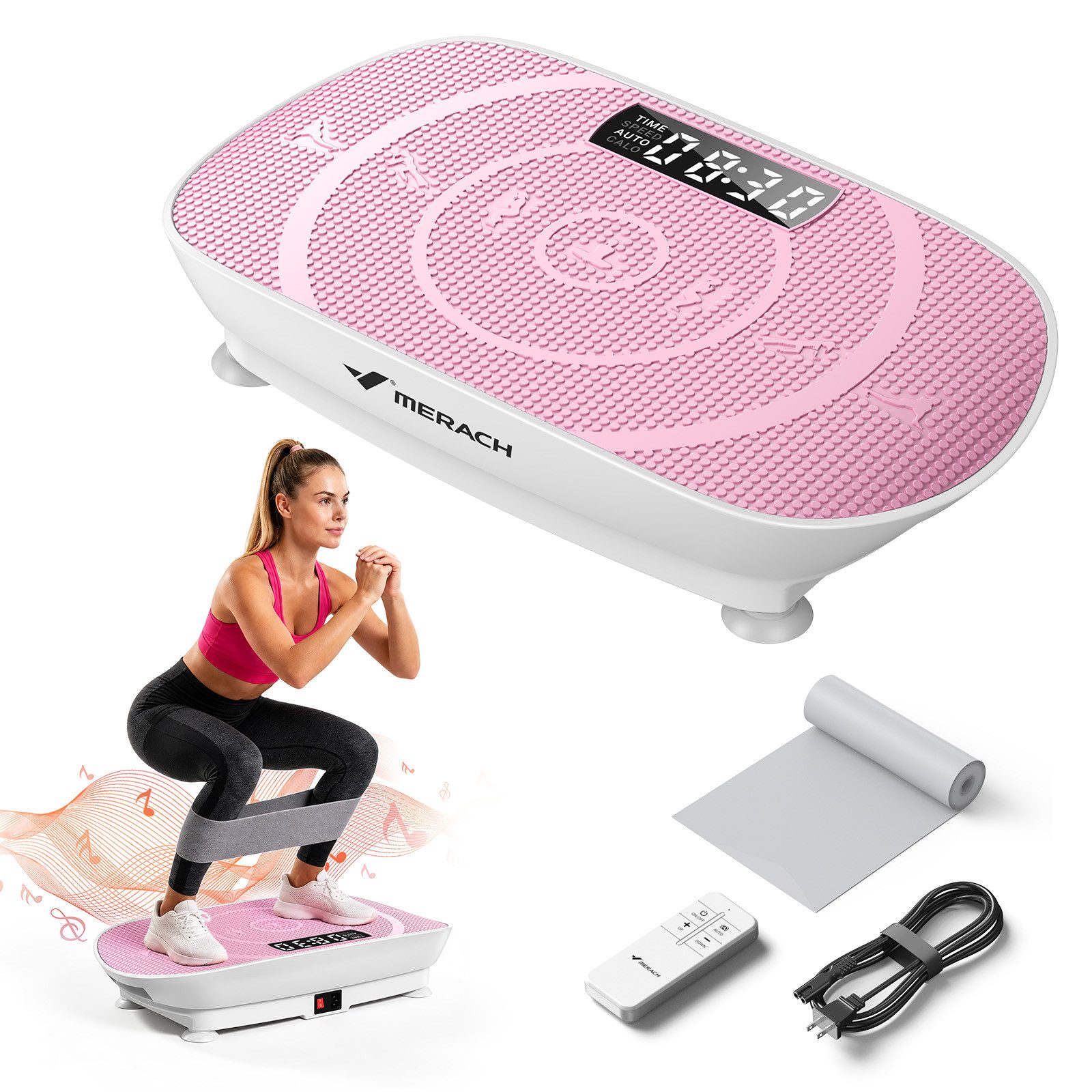 MERACH Vibrationsplatte Trainingsgerät, Angetriebene Vibrationsplattform, (1 tlg), für Ganzkörpertraining, Fettverbrennung und Muskelaufbau und Formung