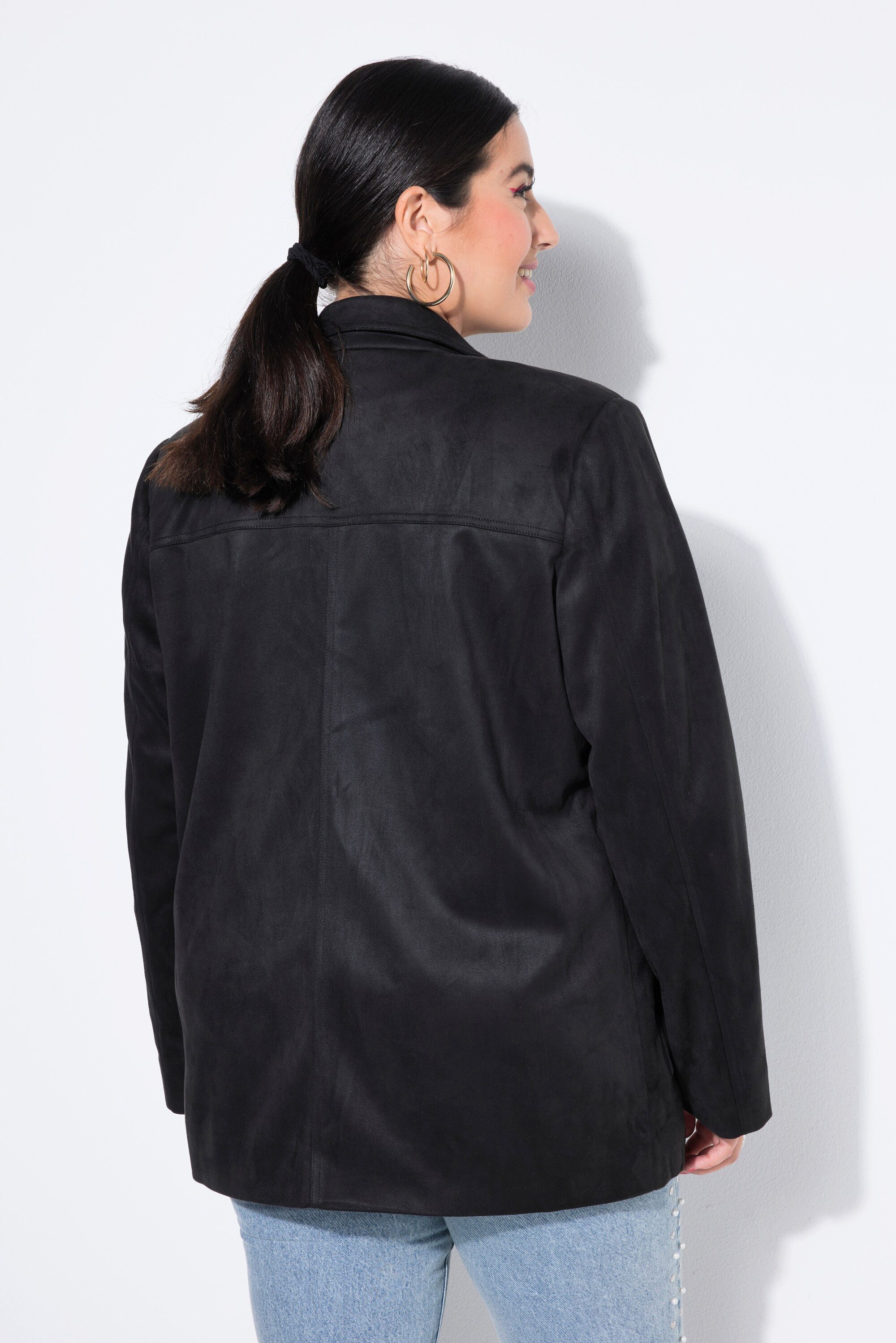Studio Untold Blusenblazer Blazer Loose Shape Suede Revers Komplettfutter