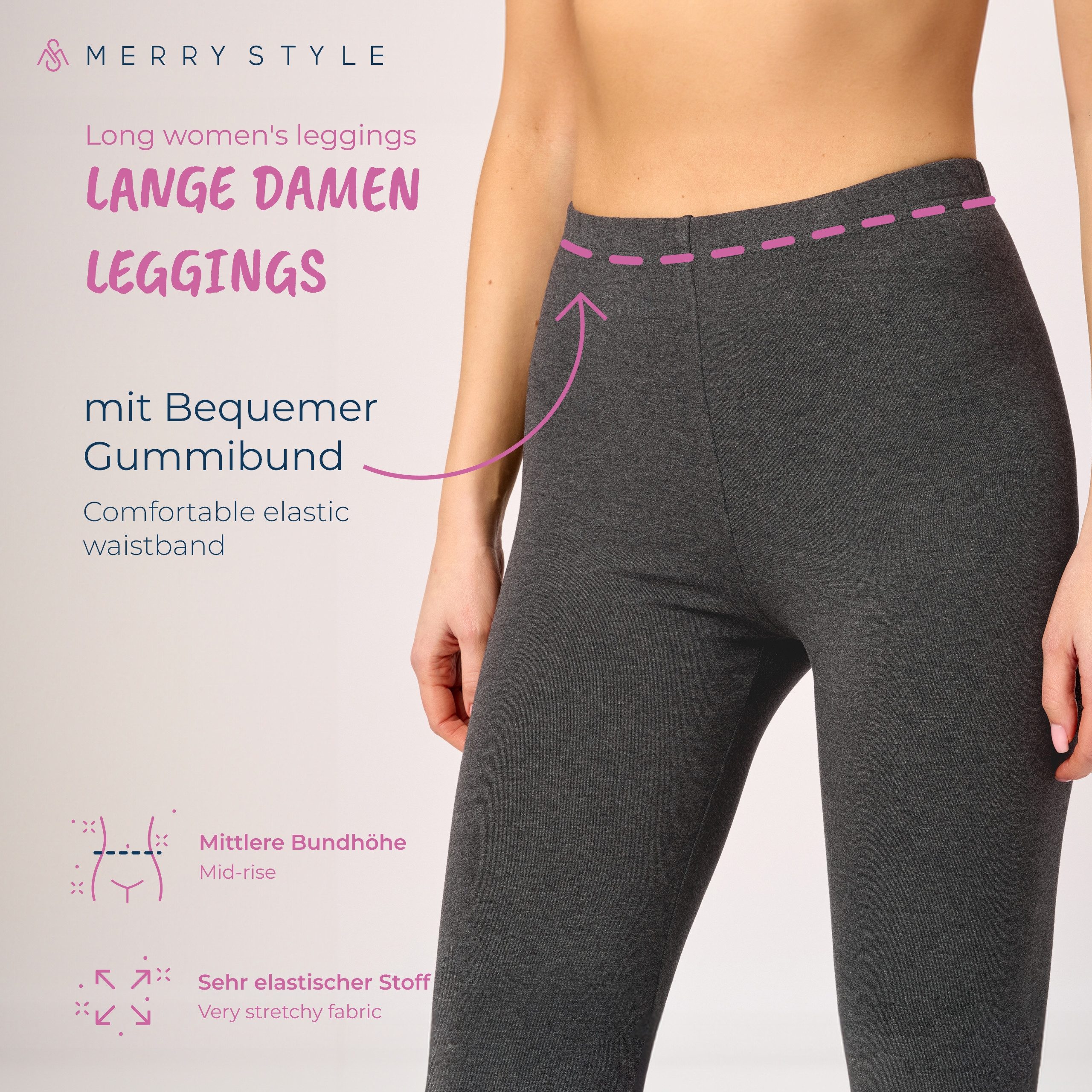 Merry Style Leggings 2er Pack Damen Hose aus Baumwolle MS10-198 (1-tlg) – Bild 4 von 5