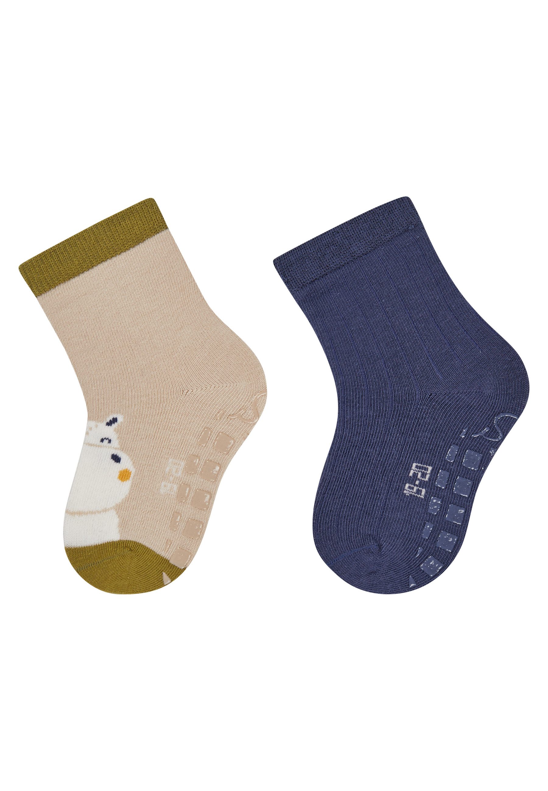 Sterntaler® ABS-Socken ABS Socken 2er-Pack Hippo (2-Paar, 2er-Pack) ABS Socken 2er-Pack, Hippo & Rippe, rutschfest, weich & atmungsaktiv