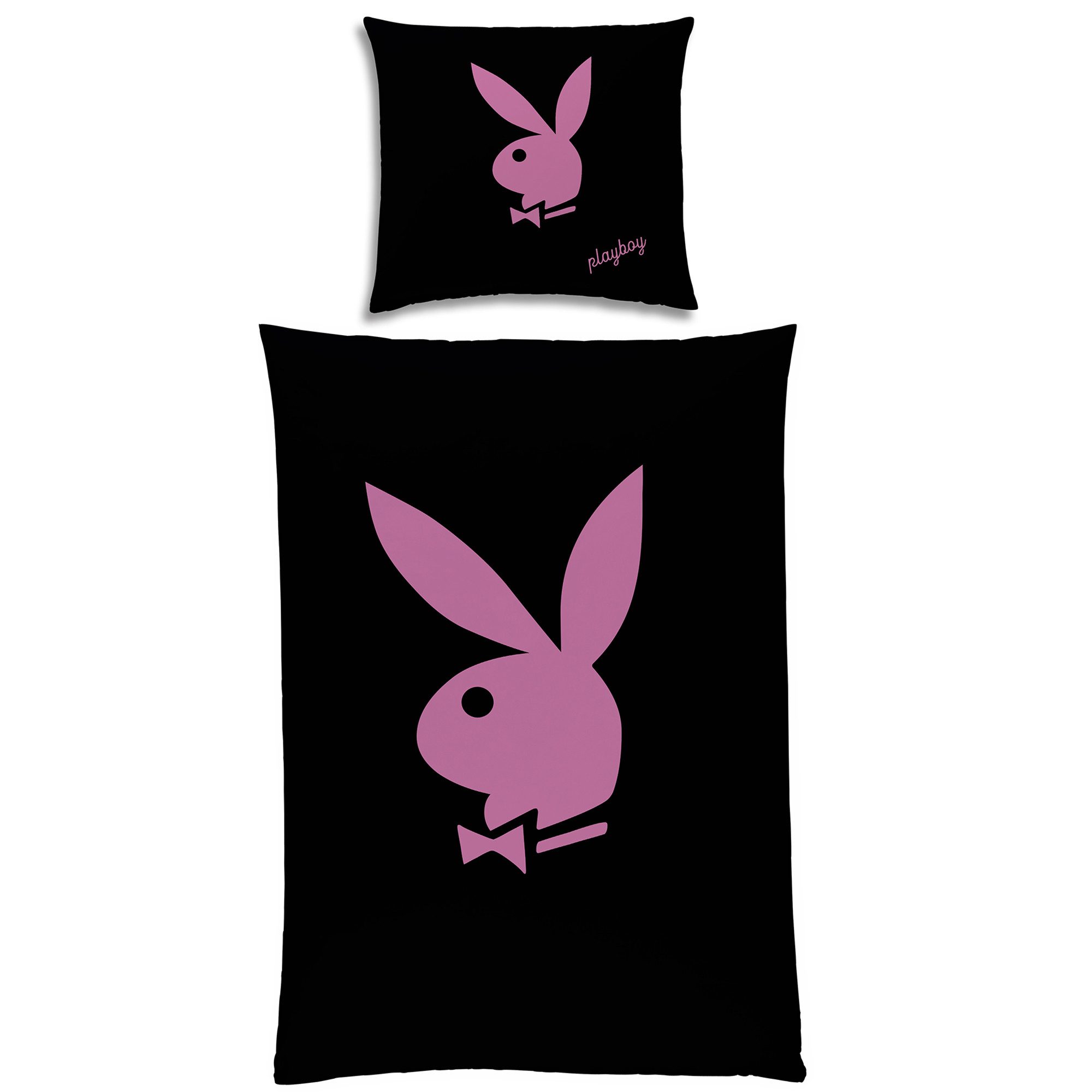 BERONAGE Wendebettwäsche Playboy Bunny Bettwäsche Linon / Renforcé, 100% Baumwolle, 2 teilig, 135x200 + 80x80 cm