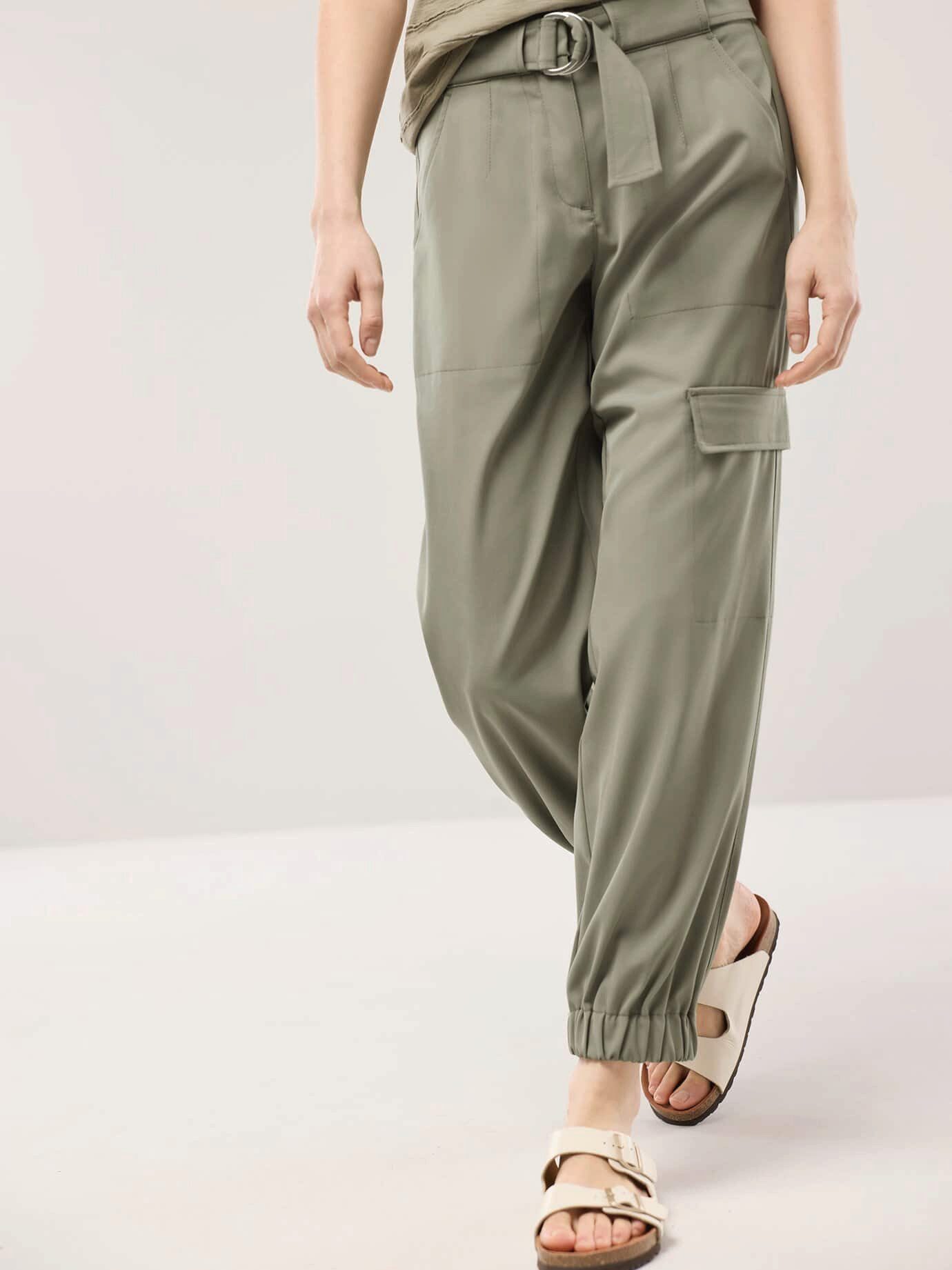 Walbusch Cargohose Damen Easycare Cargohose Regular Fit Gürtel inklusive Bügelleicht, knitterarm, elastischer Flex-Bund, Beintasche