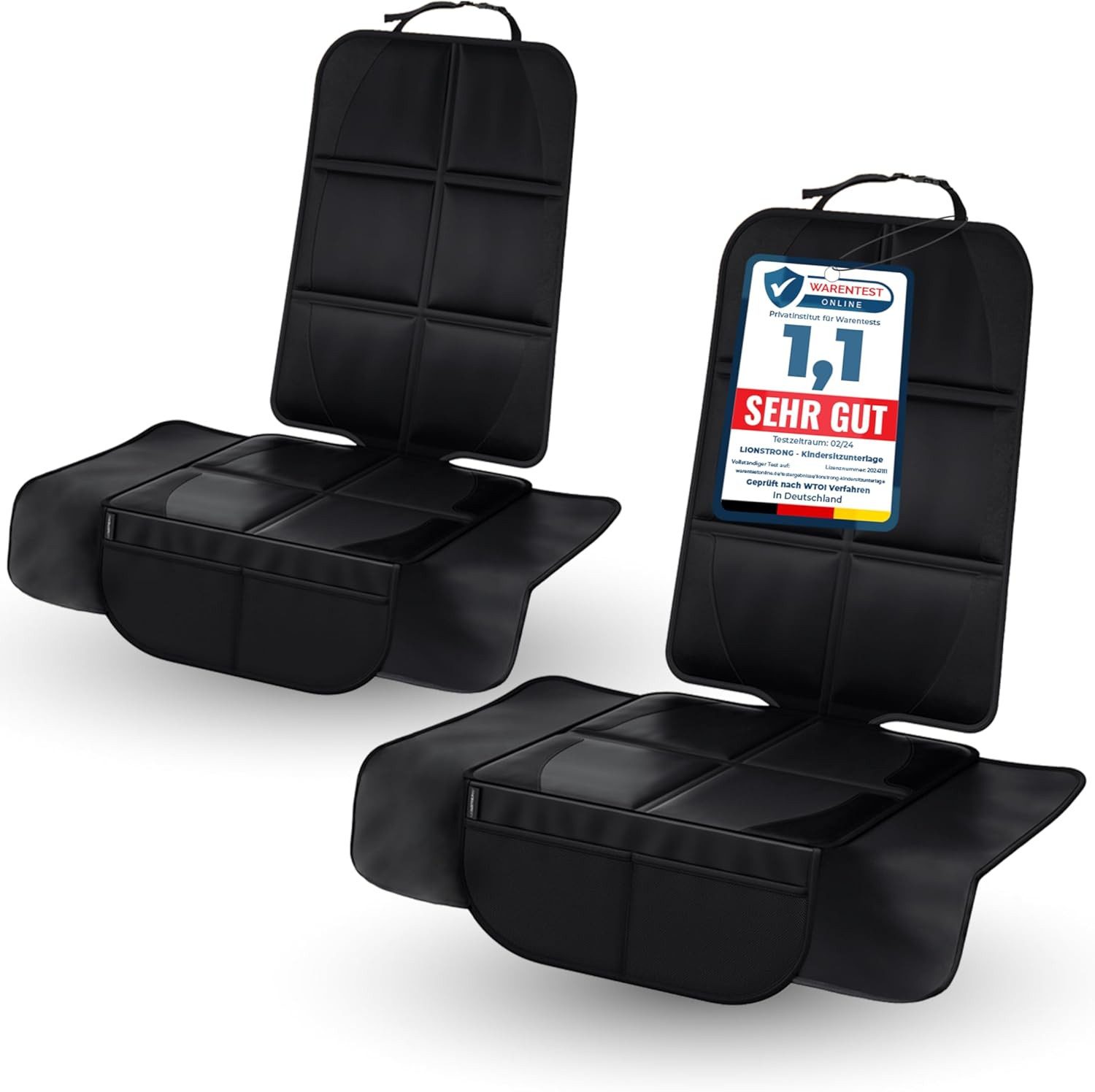 LIONSTRONG Kindersitzunterlage Premium, Autositzschoner [ISOFIX GEEIGNET], wasserabweisender Polyester Stoff, Sitzschutz Sitzschoner Auto Kindersitz - universell kompatibel