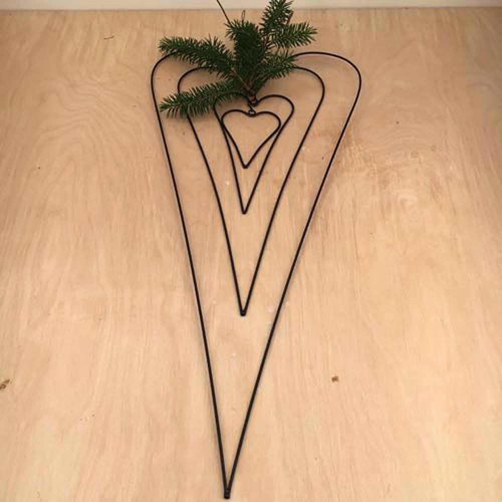 degawo Dekohänger Elegantes Set aus 4 verschieden großen Drahtherzen, schwarz lackiert (4 Herzen in verschiedenen Größen)