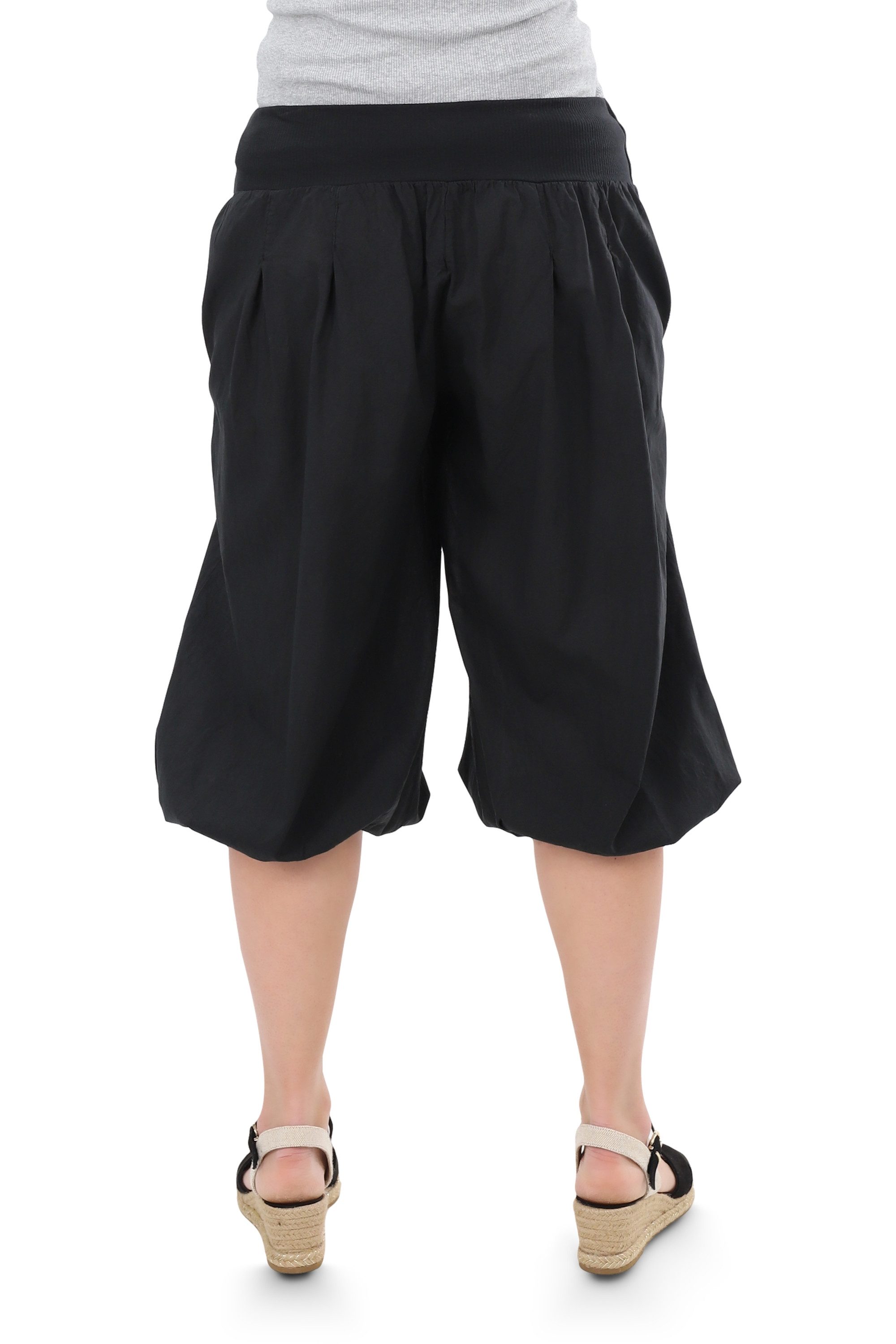 malito more than fashion Haremshose malito Damen Pumphose Capri Holzzierknöpfe 23286H kurze Sommer Pumphose in Unifarben Einheitsgröße – Bild 3 von 5