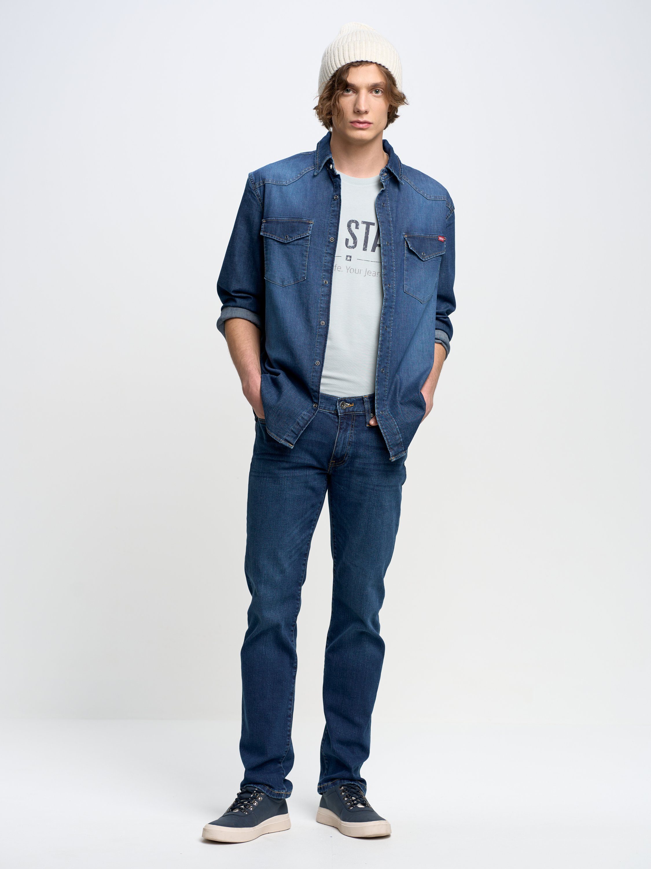 STAR dunkelblau Slim-fit-Jeans TOBIAS (1-tlg) BIG