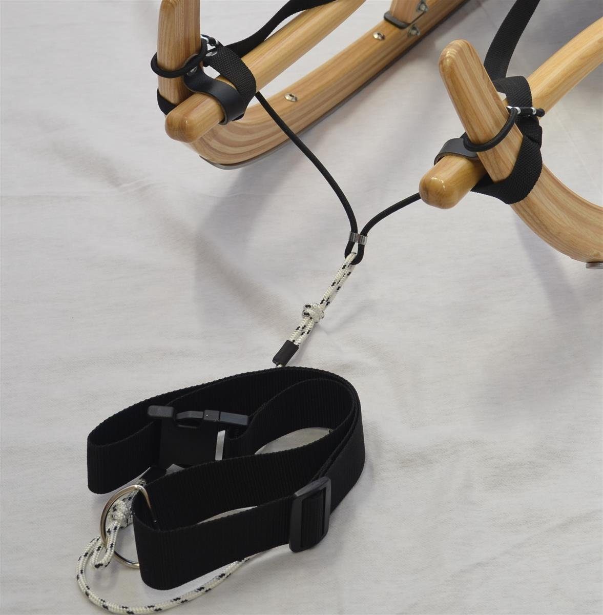 German Luge Schlitten Rodelzugseil mit Hüftgurt (inkl. Tasche)