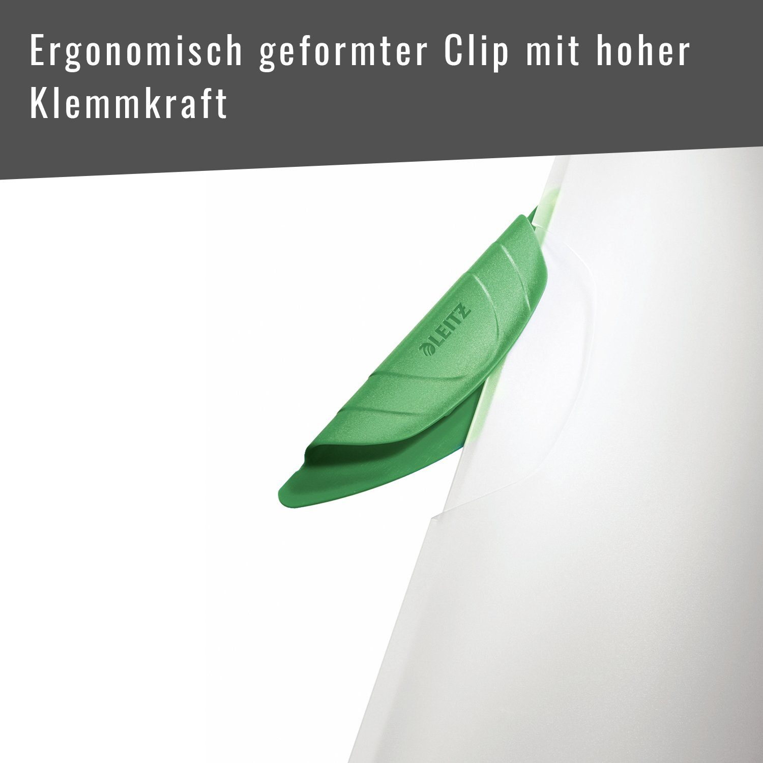 Schulheft hoher Clip LEITZ ColorClip Hefter, g/m), f mit zu (80 Klemmkraft Blatt bis grün 30