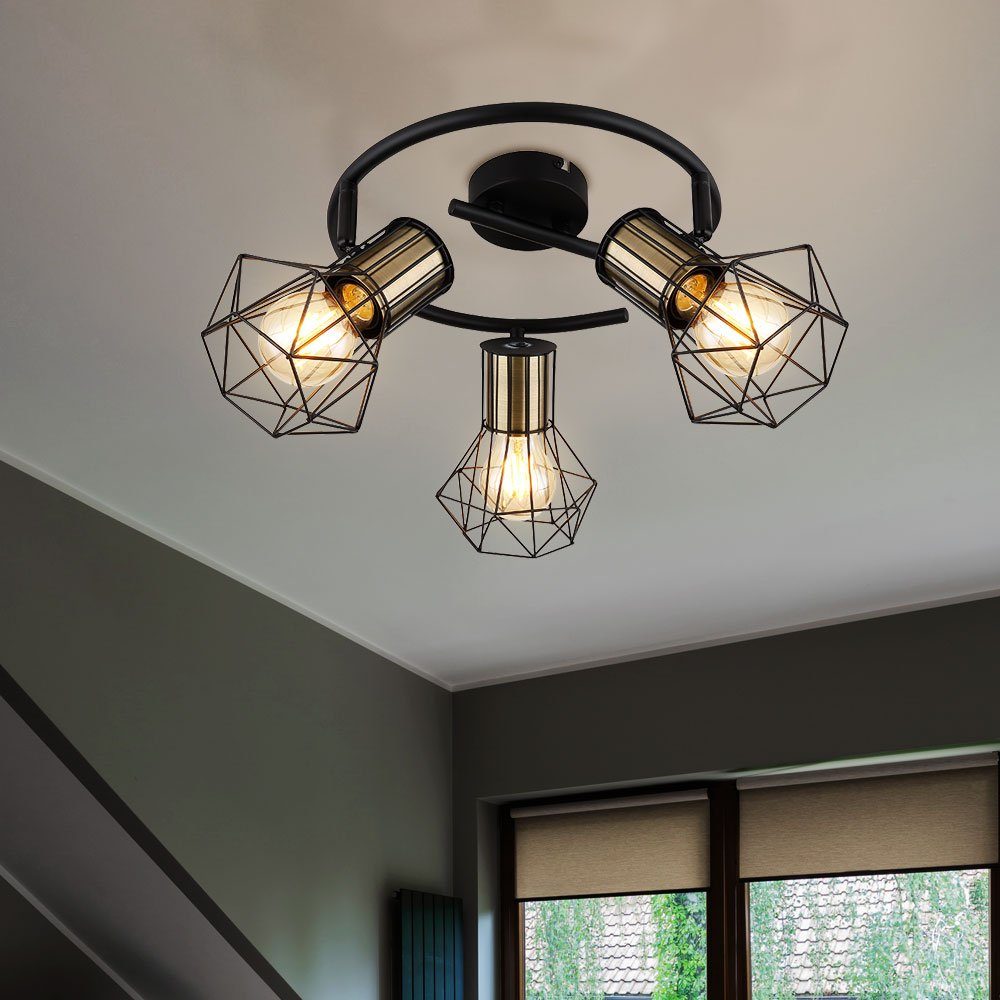 GLOBO LIGHTING Deckenleuchte, Leuchtmittel nicht inklusive, Deckenlampe Wohnzimmer Vintage Deckenstrahler 3 flammig
