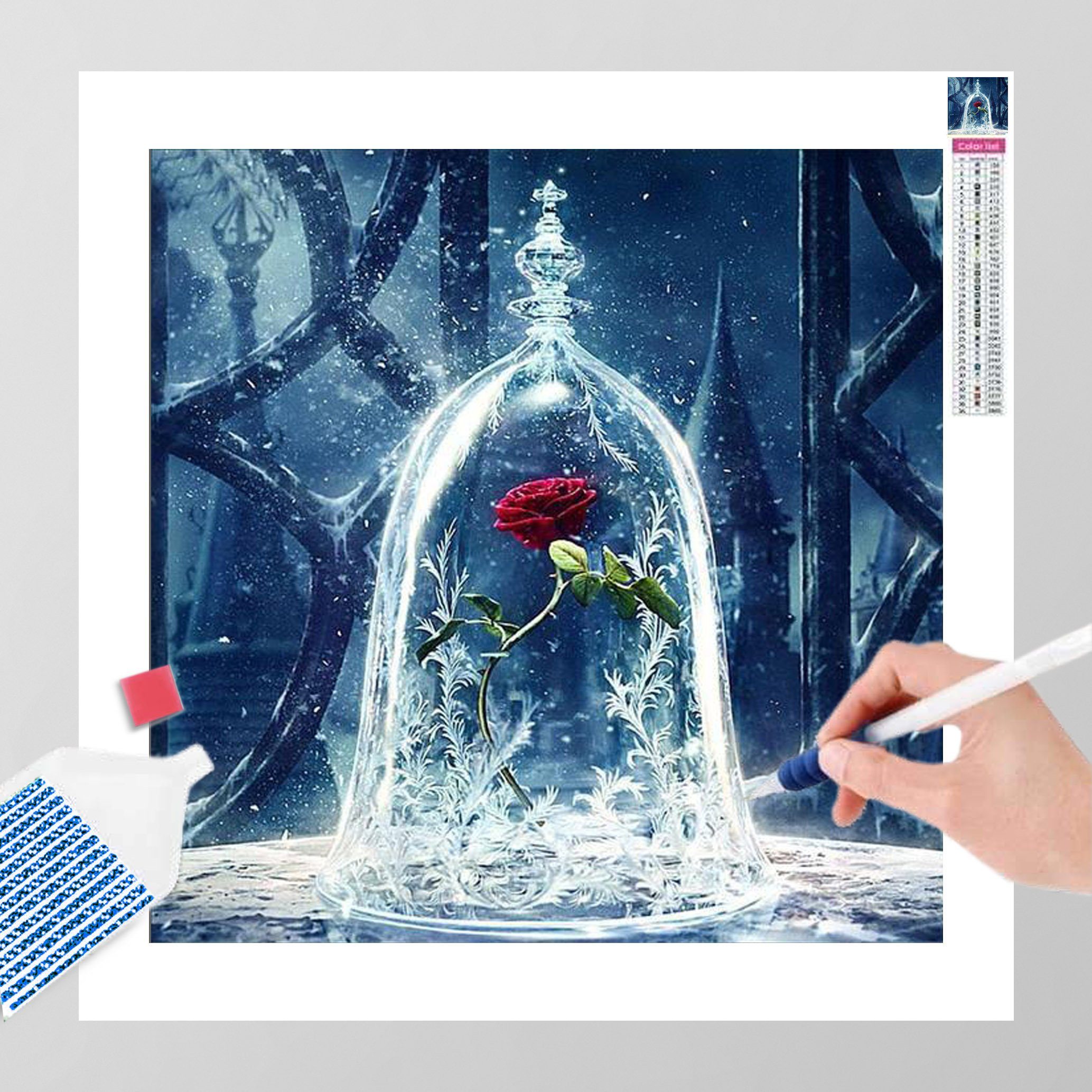Kreativset GOLDEN Diamond Painting zubehör bilder Weihnachten (Rose und Wasser)