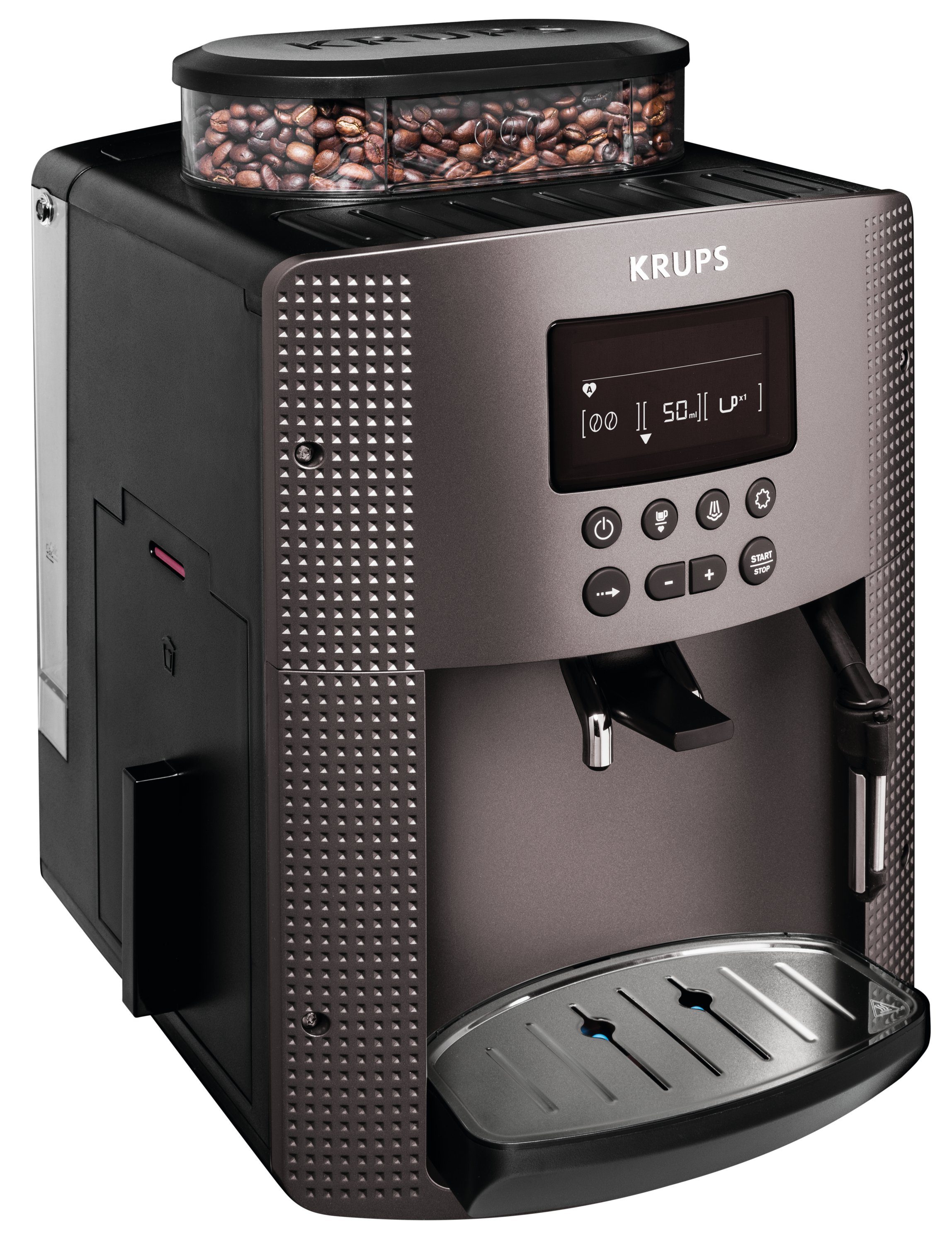 Mahlgrade Essential Display, Espressomaschine Cappuccino für Kaffeekanne, Espresso, EA815P Kaffeevollautomat, Kaffee LCD Kaffee, 1.7l 3 Krups Krups