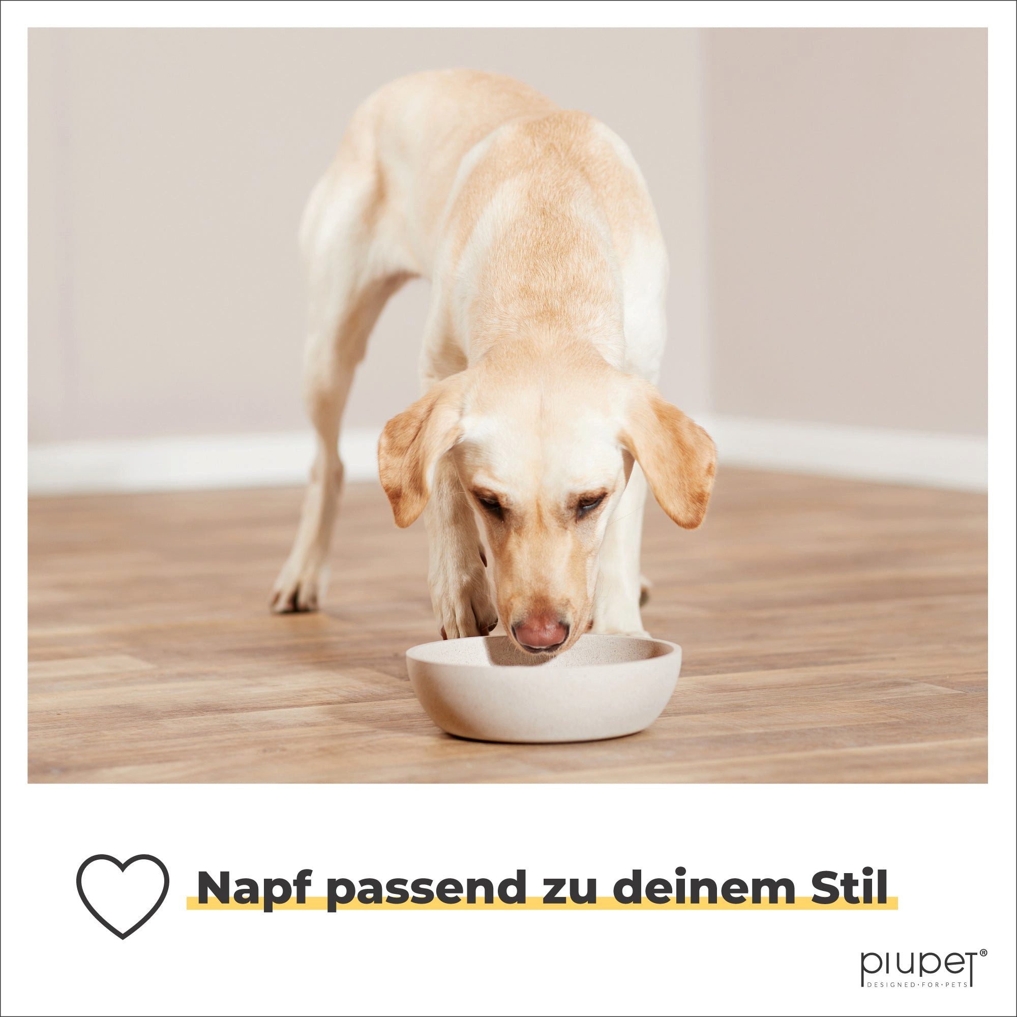 Piupet Futternapf Futternapf und Wassernapf für Hunde I Spülmaschinenfest I 1 - 1,6L, 50% Bambus, 50% PP, spülmaschinenfest, rutschfeste Unterseite