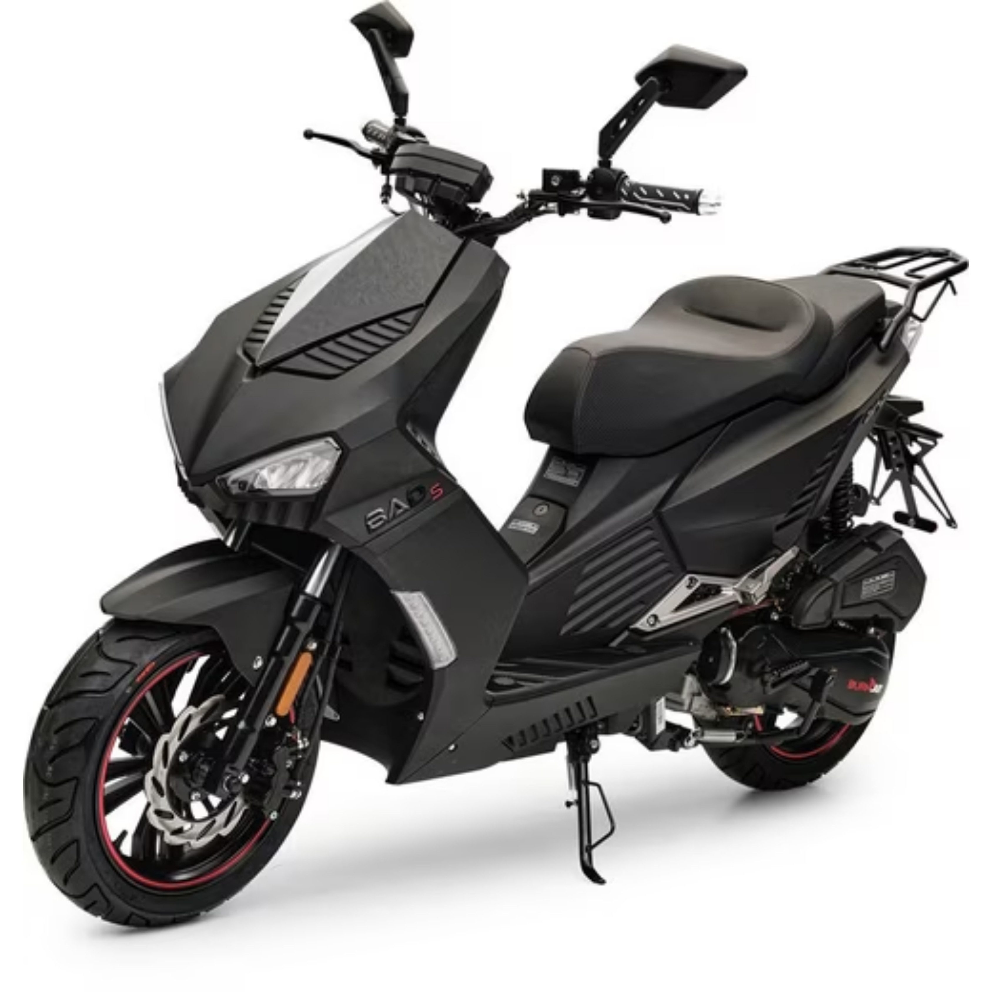 Burnout Motorroller BAD s Motorrad Roller Moped Mofa, 50 ccm, 45 km/h, Euro 5, Sportliches Design, Keyless Go, Alarmanlage, Mofa mit USB Ladedose