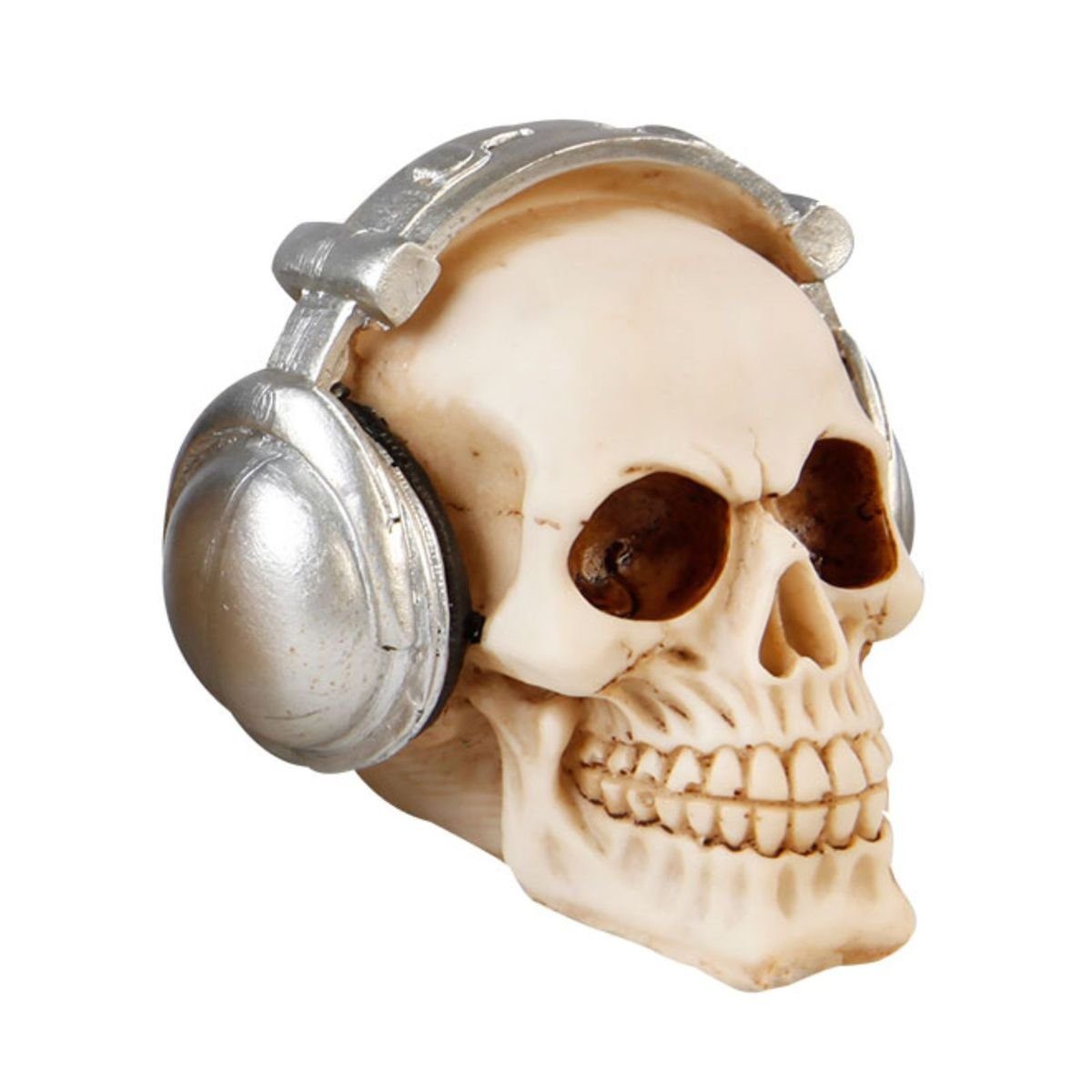 LEX Spardose Sparschwein 4 Totenkopf-Motive Polyresin Spardose Biker DJ Cool Mütze