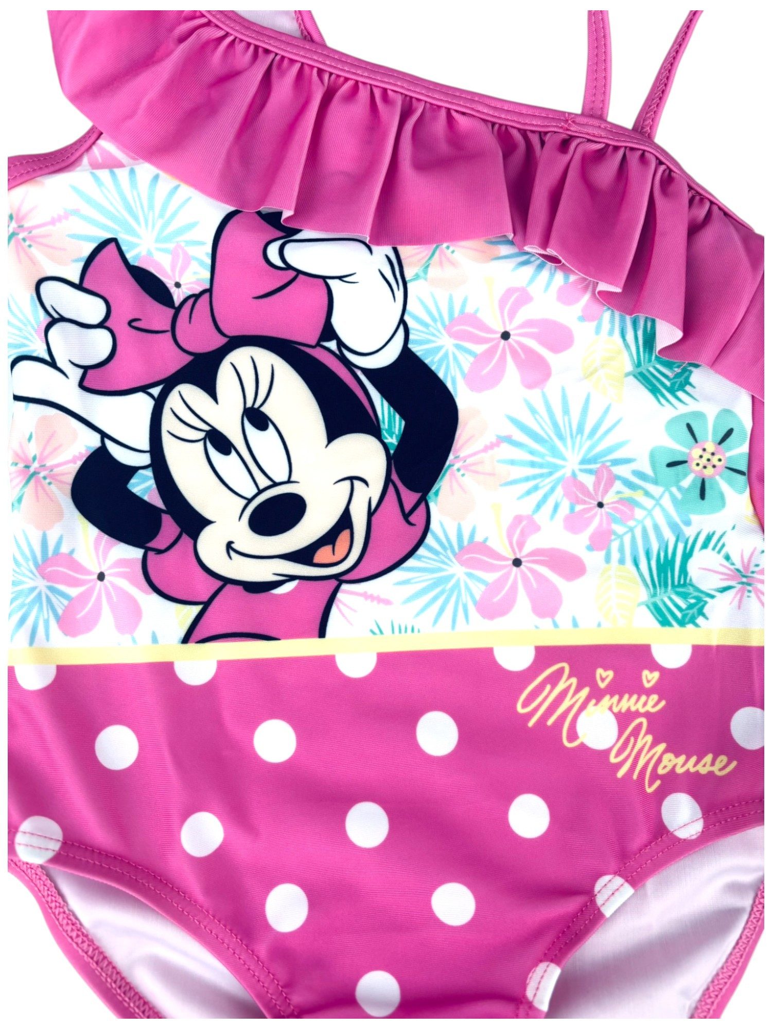 Disney Minnie Mouse Badeanzug Minnie Maus Mädchen Schwimmanzug mit Rüschen Gr. 98 - 128 cm