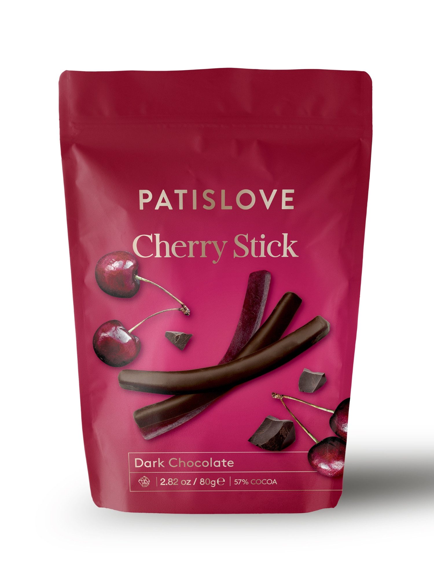 PATISLOVE Schokolade Patislove Zartbitterschokolade Kirsch-Sticks, Schoko-Stäbchen, 80g, Fruchtige Kirschfüllung, Zartbitterschokolade, Premium-Snack