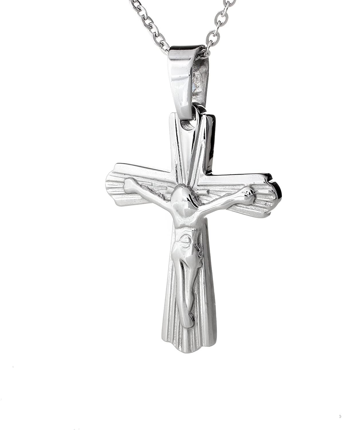 Kette mit Anhänger Unisex Edelstahl Kettenanhänger Kreuz XS Silber mit EdelstahKette