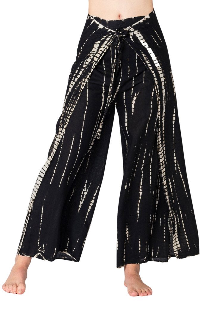 PANASIAM Palazzohose Sunshine Hosenrock im Tie-Dye Design luftige Wickelhose Palazzohose aus natürlicher Viskose Culotte mit weitem Bein für Urlaub Strand Büro