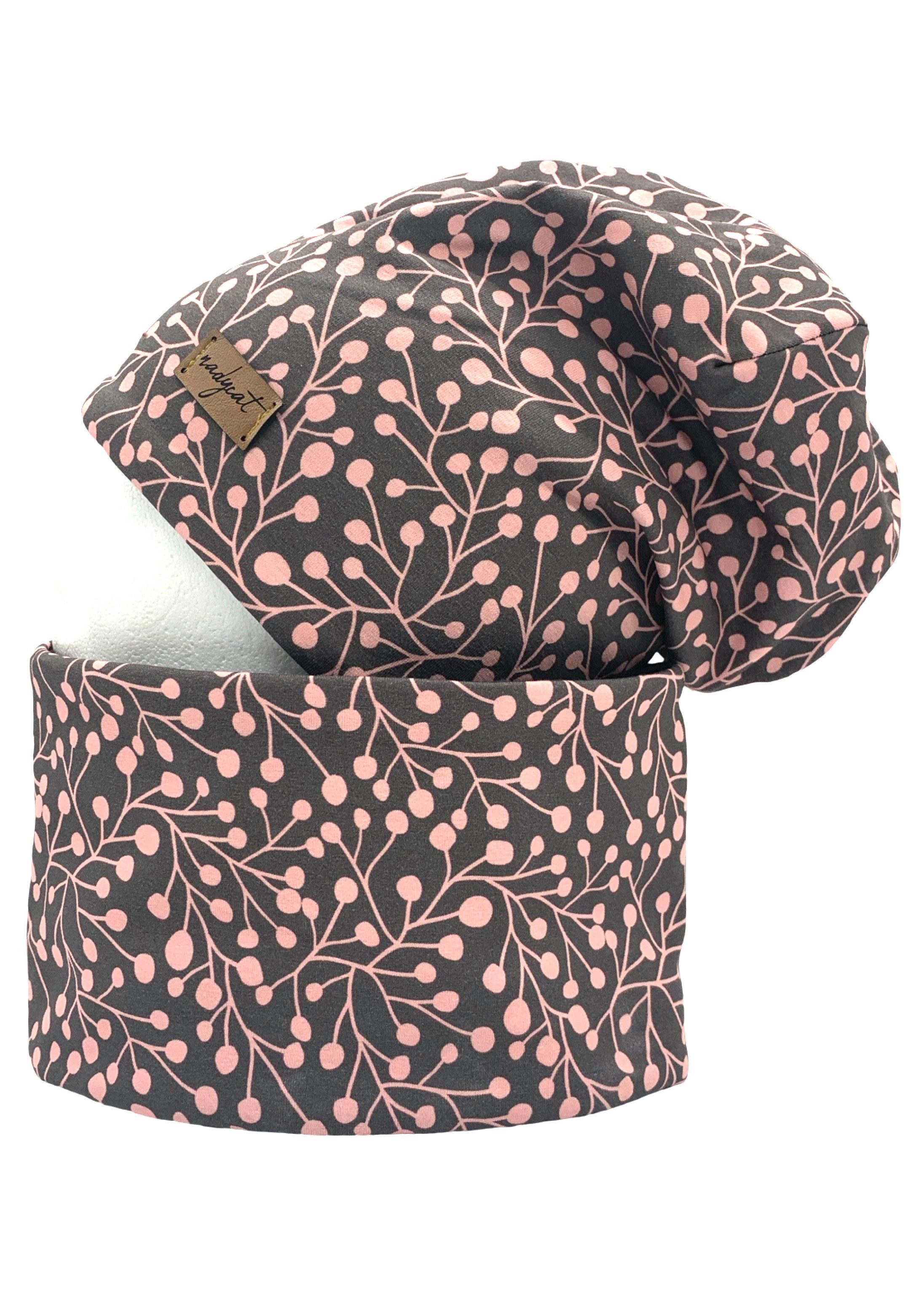 nadycat Beanie FLOWER BIRDS rose (2-St., Beanie mit passendem Loop) handgef günstig online kaufen