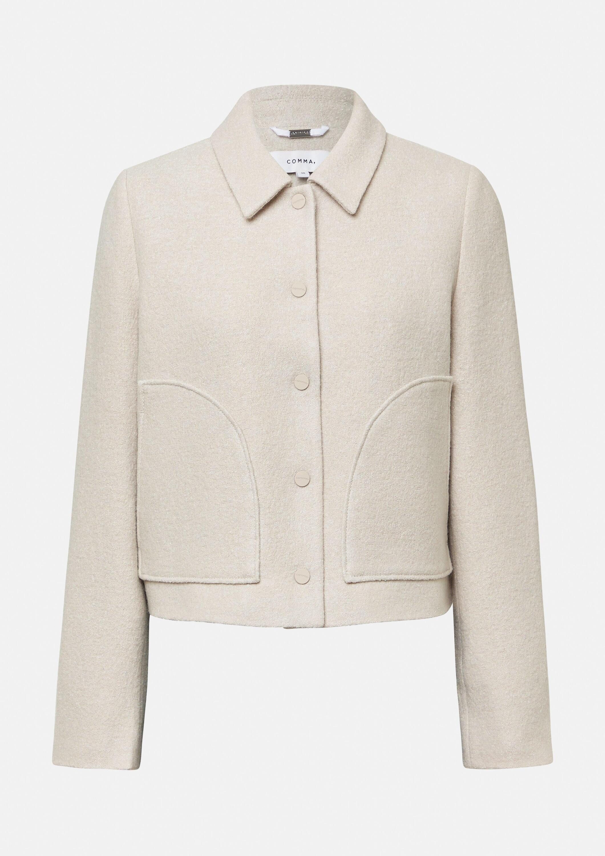 comma Funktionsjacke Indoor-Jacke Kurze Jacke aus Boiled Wool