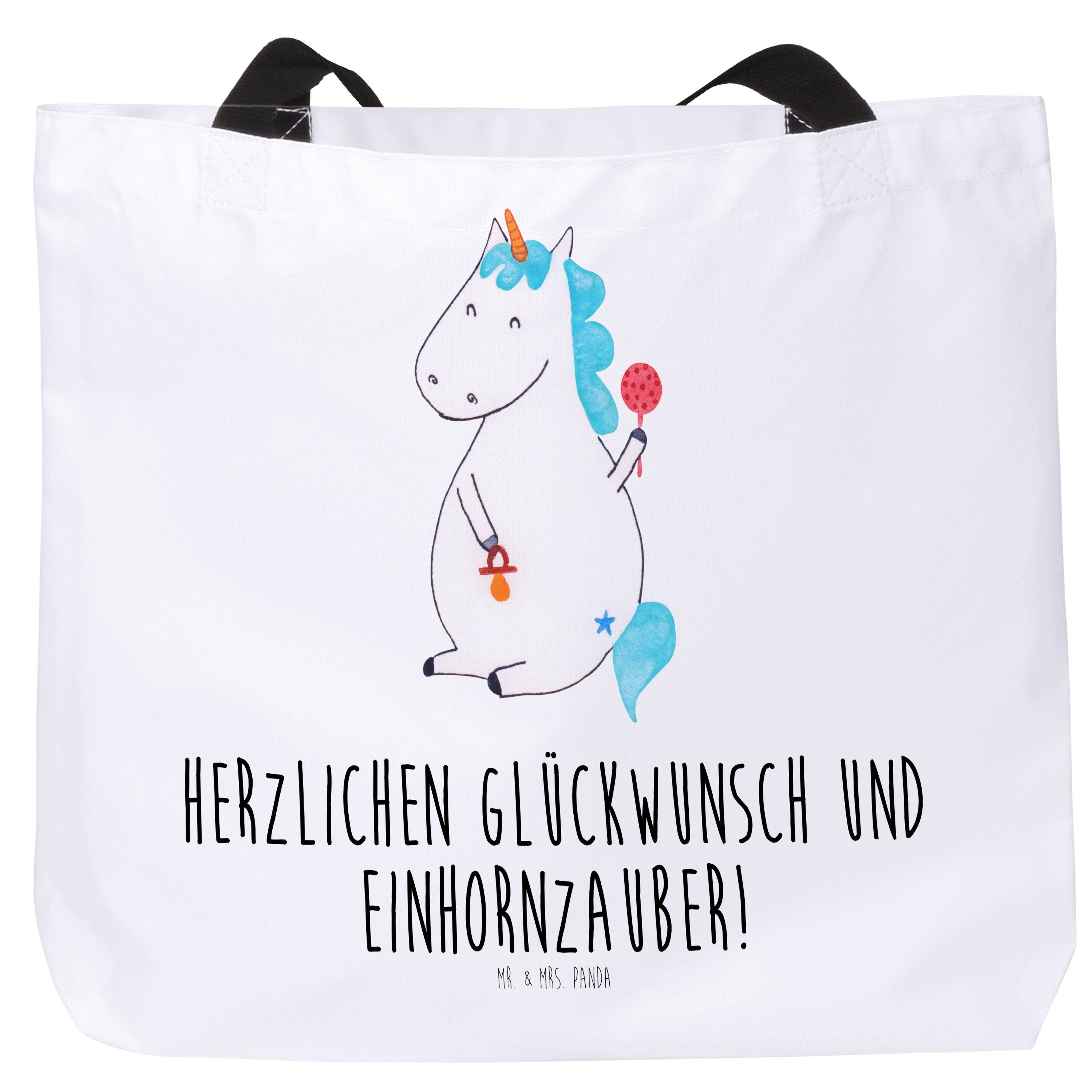 - Panda Mr. Party, Shopper & - Unicorn, Einhorn (1-tlg) Mrs. Weiß Strandtasche, Baby Geschenk, Einhorn