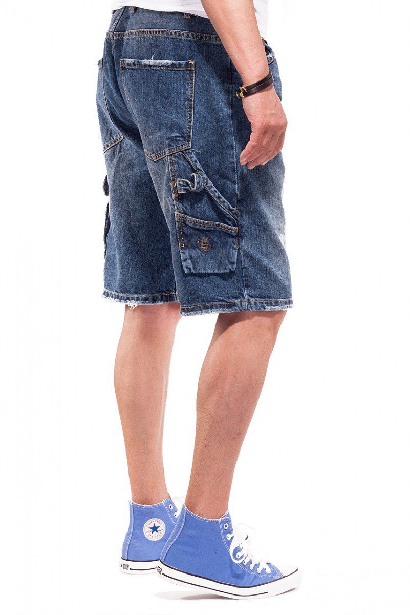 UNCS Jeansshorts mit Zollstocktasche, Werkzeugschlaufe und Cargotasche