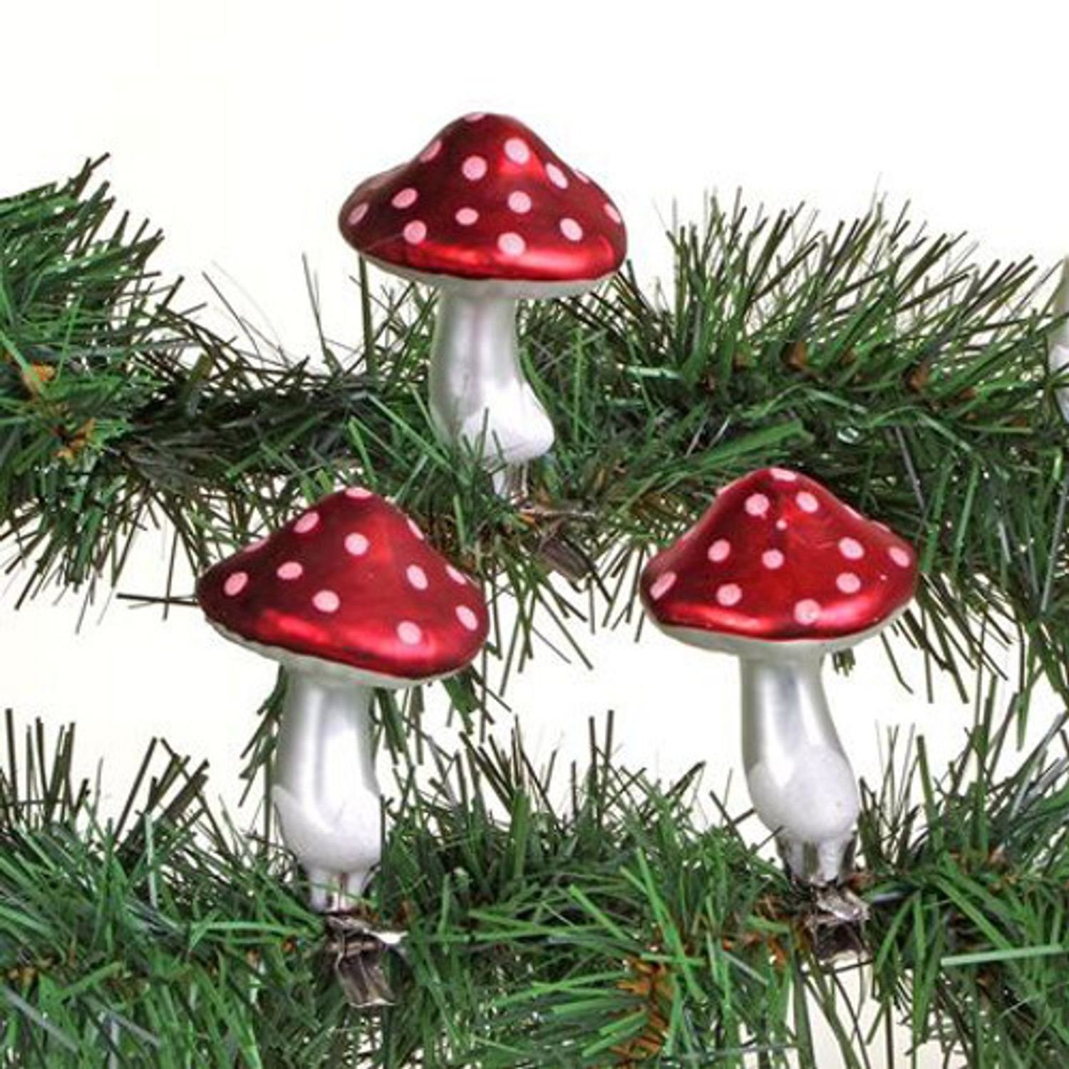 BURI Dekofigur Deko-Fliegenpilz aus Glas mit Clip 3er-Set 8cm Weihnachtsbau günstig online kaufen