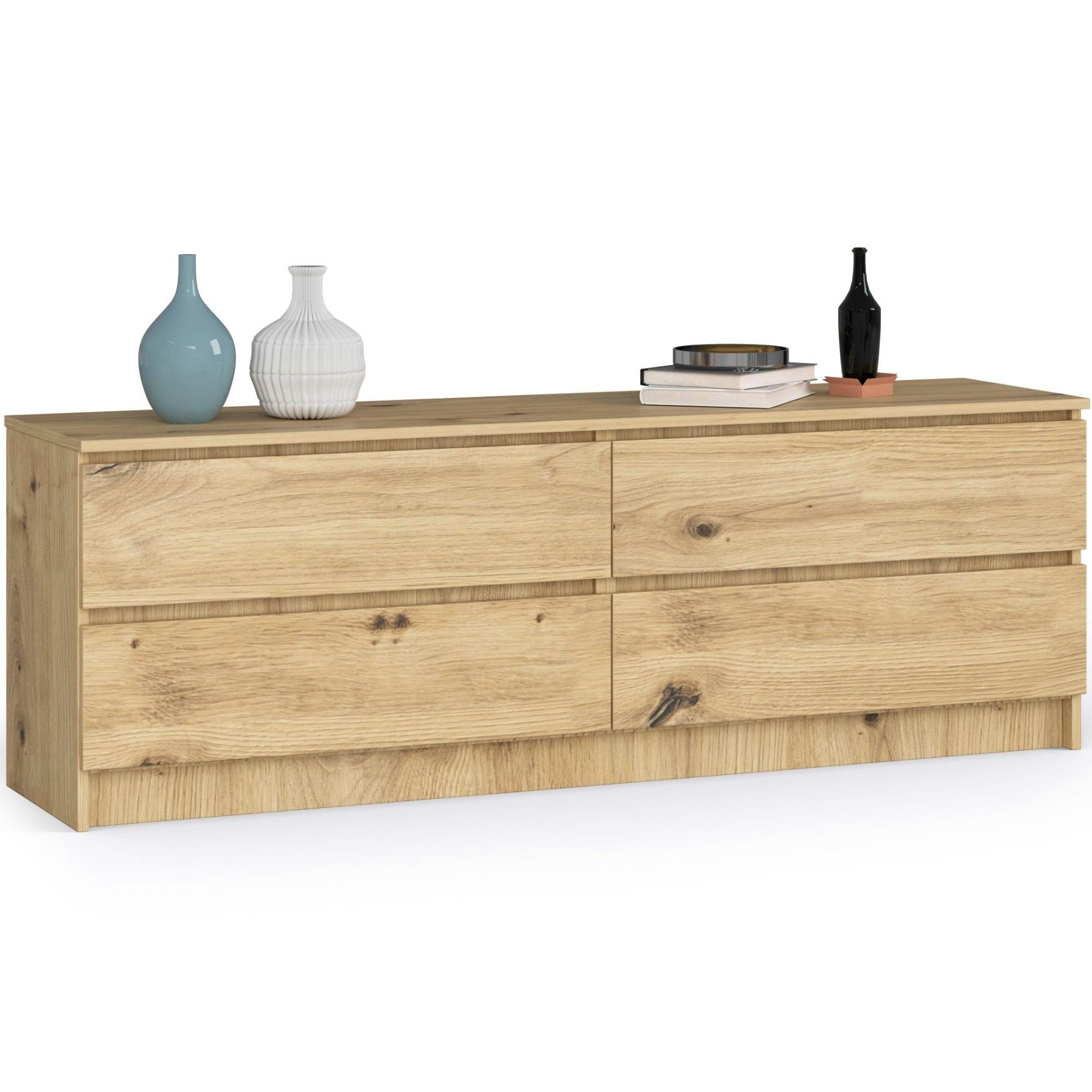Raumhirsch Furniture Kommode mit 4 Schubladen 160 cm breit Holz Schrank, (viele Farbvarianten - Maße: 160 x 55 x 40 cm) - Hochwertig & stabil