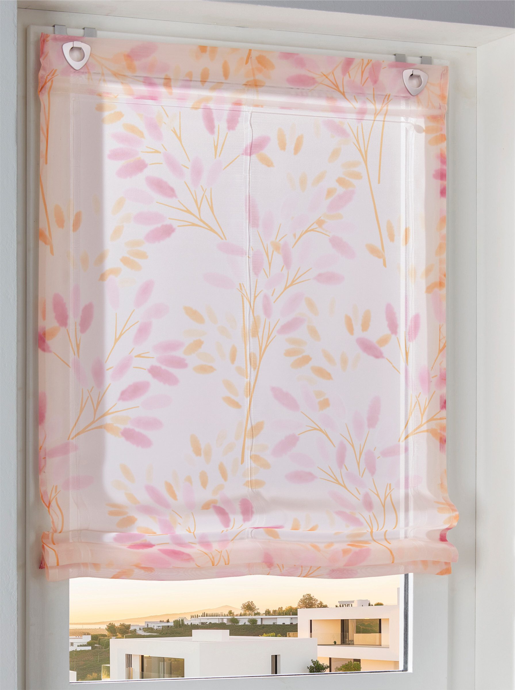 Rollo Raffrollo, heine, transparent, Ösen mit Fensterhaken