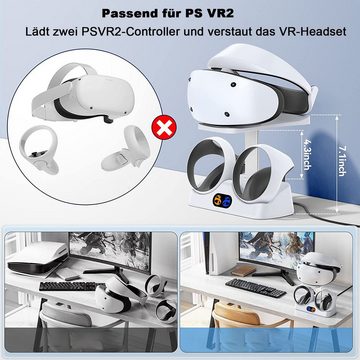 KINSI Ladestation für PS VR2 Controller, PSVR2 Ladestation Ladestation (mit Headset Ständer, mit LED Licht, Typ C Kabel)
