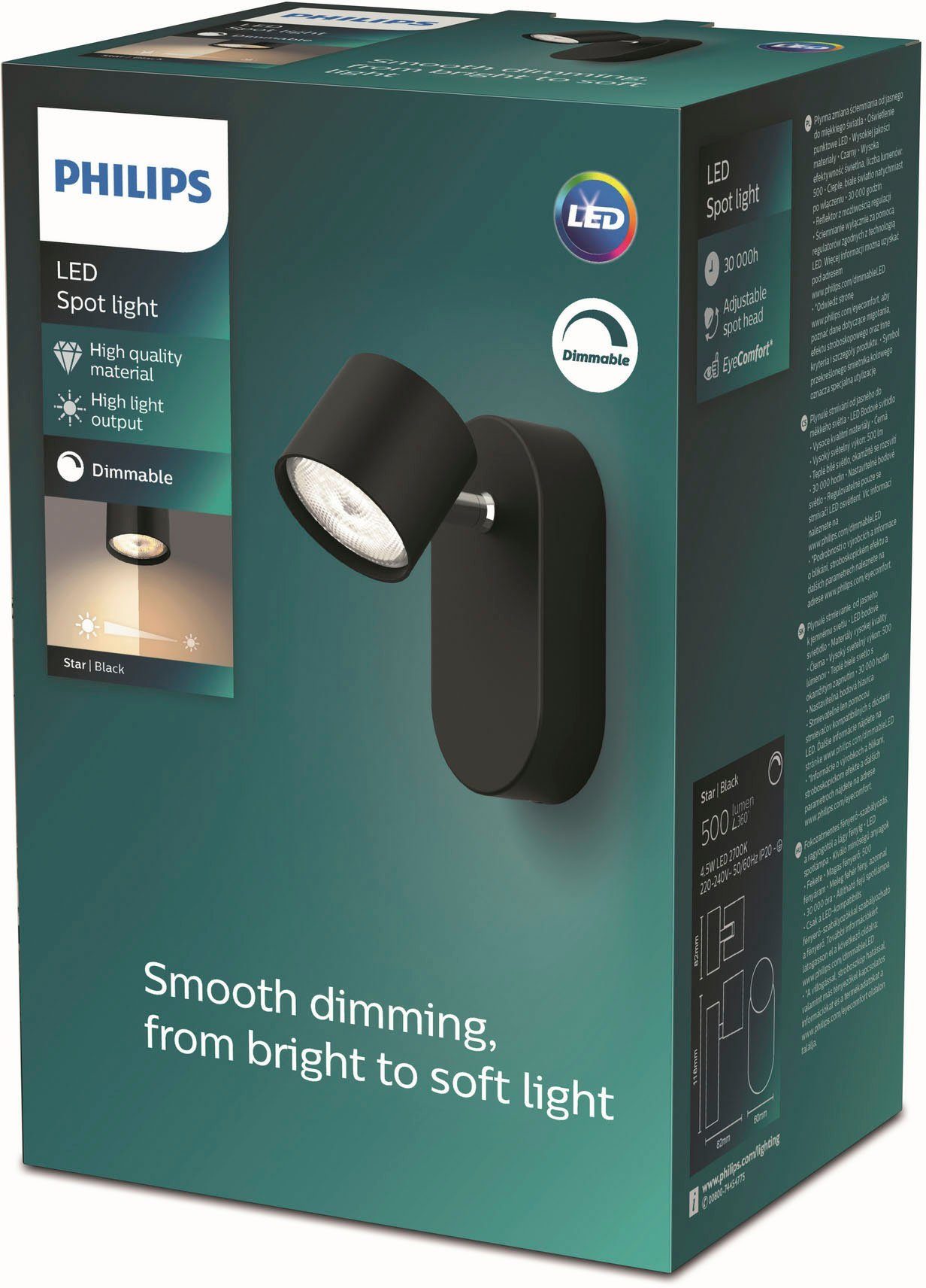 Warmweiß LED fest Deckenspot Star, Dimmfunktion, integriert, LED Philips