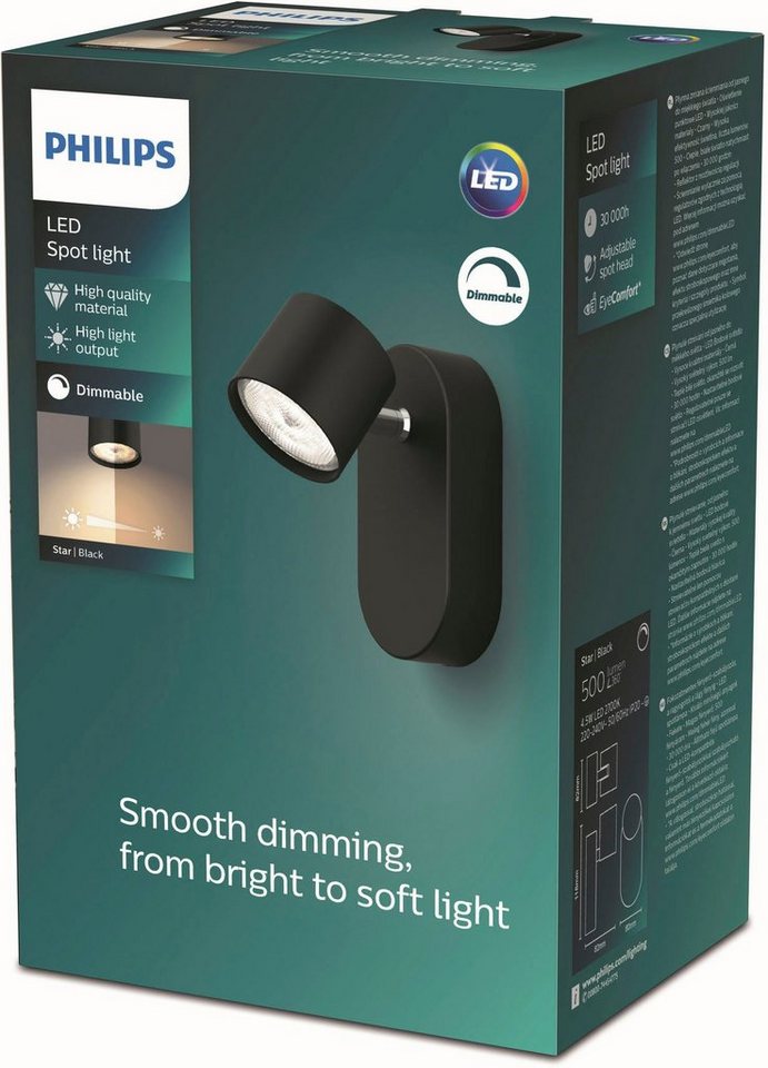 Philips LED Deckenspot Star, Dimmfunktion, LED fest integriert, Warmweiß